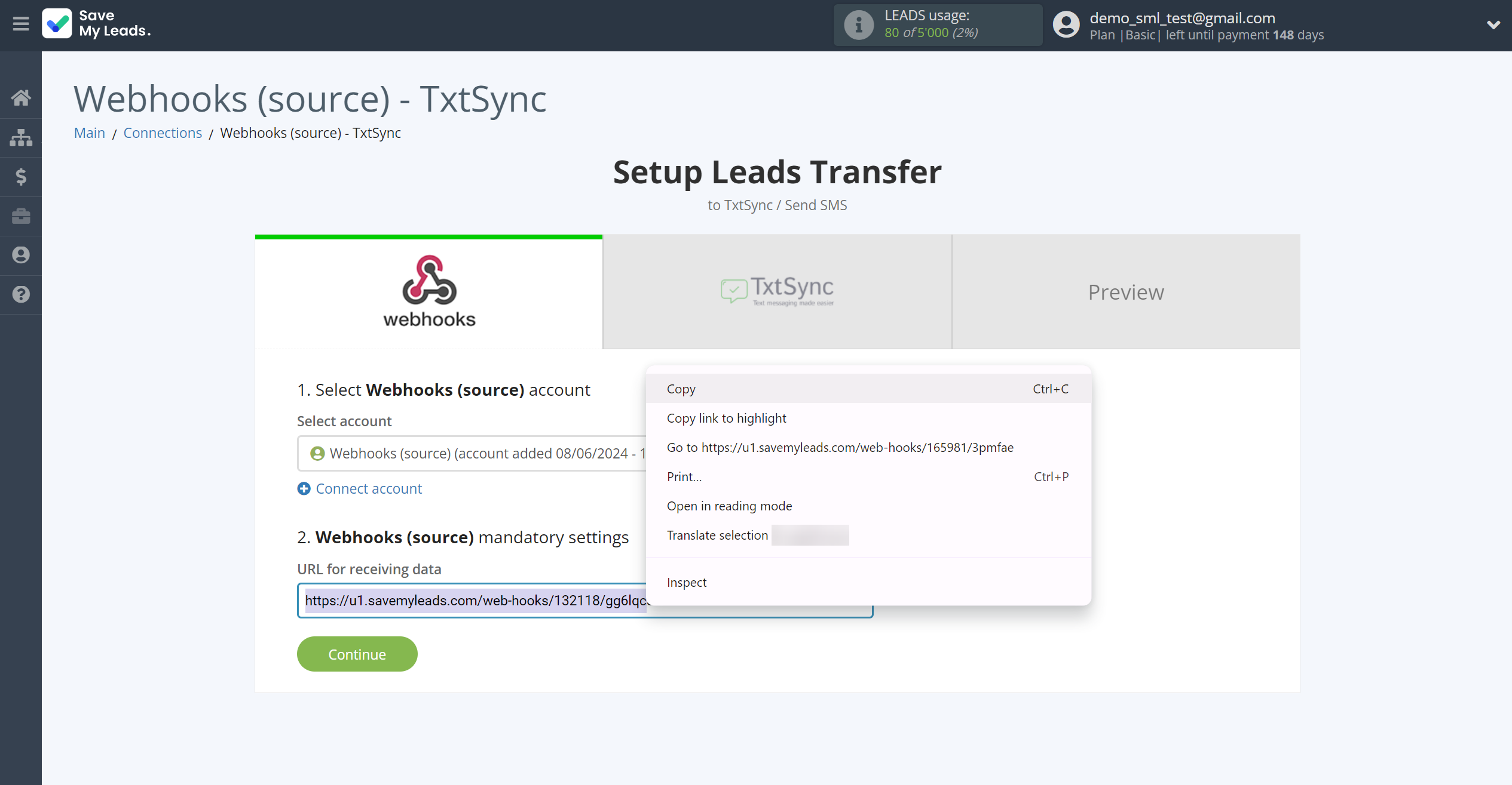How to Connect Webhooks with TxtSync | Data Source account connection How to Connect Webhooks with TxtSync | Data Source account connection