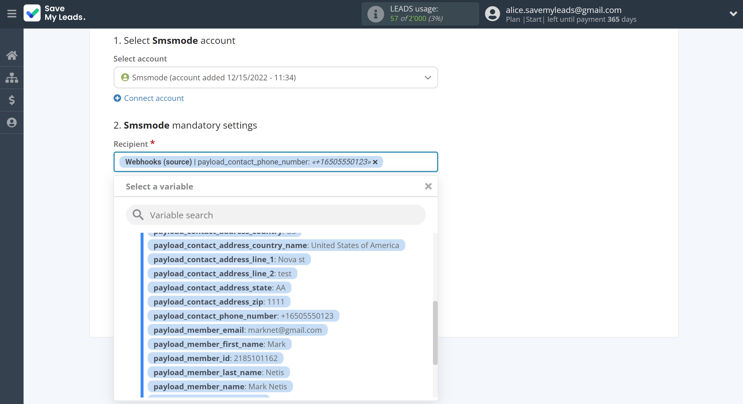 How to Connect Webhooks with Smsmode | Assigning fields How to Connect Webhooks with Smsmode | Assigning fields