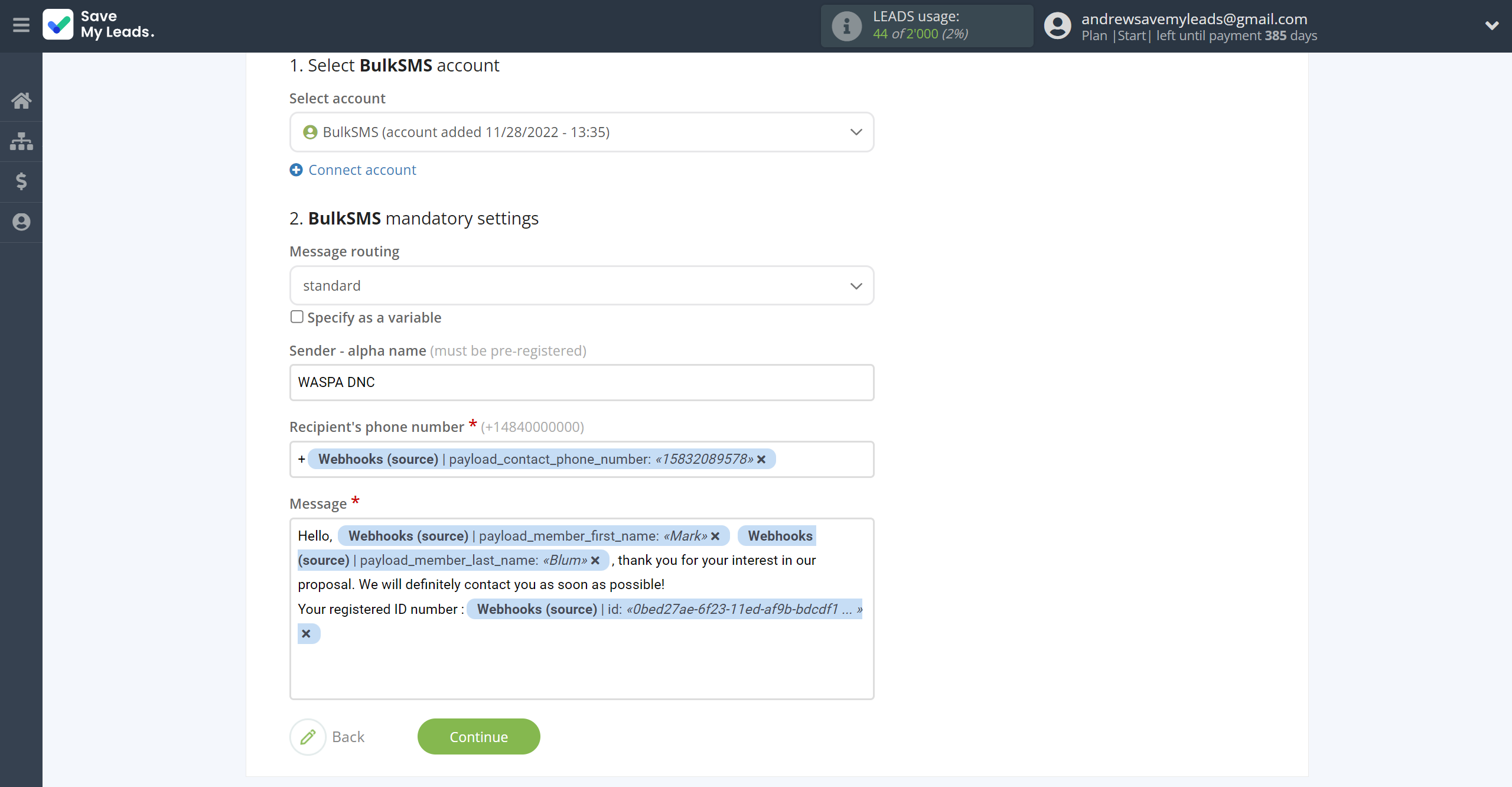 How to Connect Webhooks with BulkSMS | Assigning fields How to Connect Webhooks with BulkSMS | Assigning fields