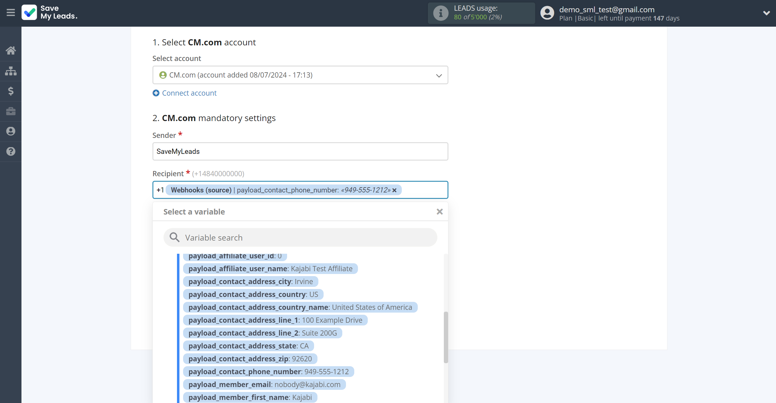 How to Connect Webhooks with CM.com | Assigning fields How to Connect Webhooks with CM.com | Assigning fields
