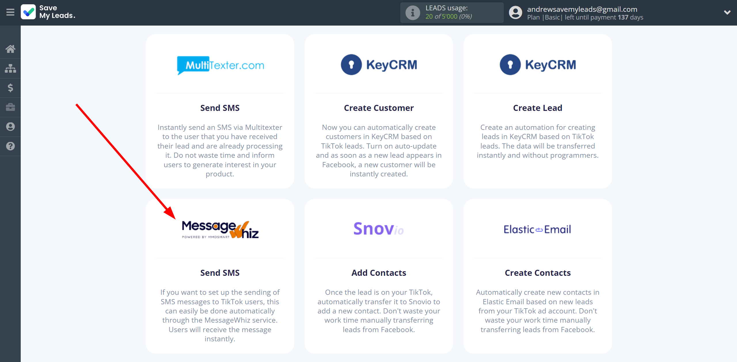 How to Connect TikTok with MessageWhiz | Data Destination system selection How to Connect TikTok with MessageWhiz | Data Destination system selection