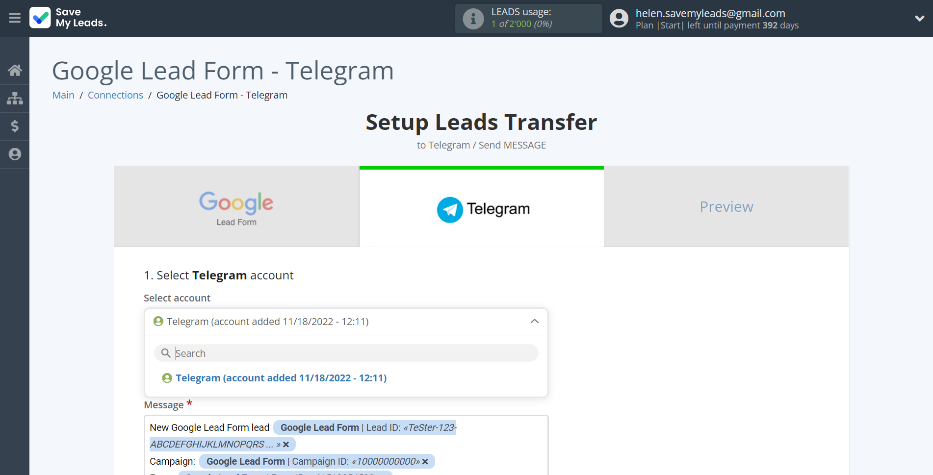 How to Connect Google Lead Form with Telegram | Data Destination account selection How to Connect Google Lead Form with Telegram | Data Destination account selection