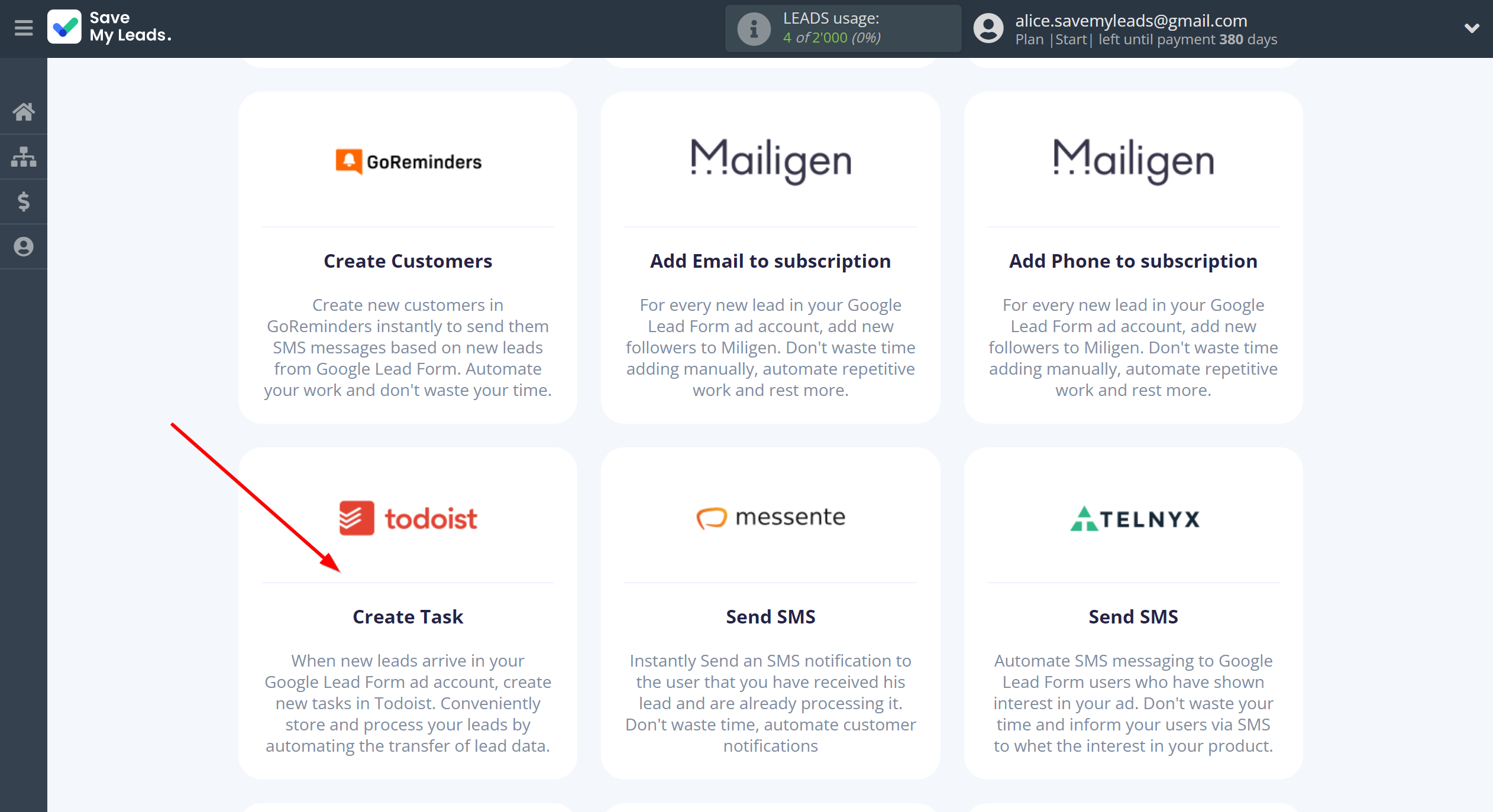 How to Connect Google Lead Form with Todoist | Data Destination system selection How to Connect Google Lead Form with Todoist | Data Destination system selection