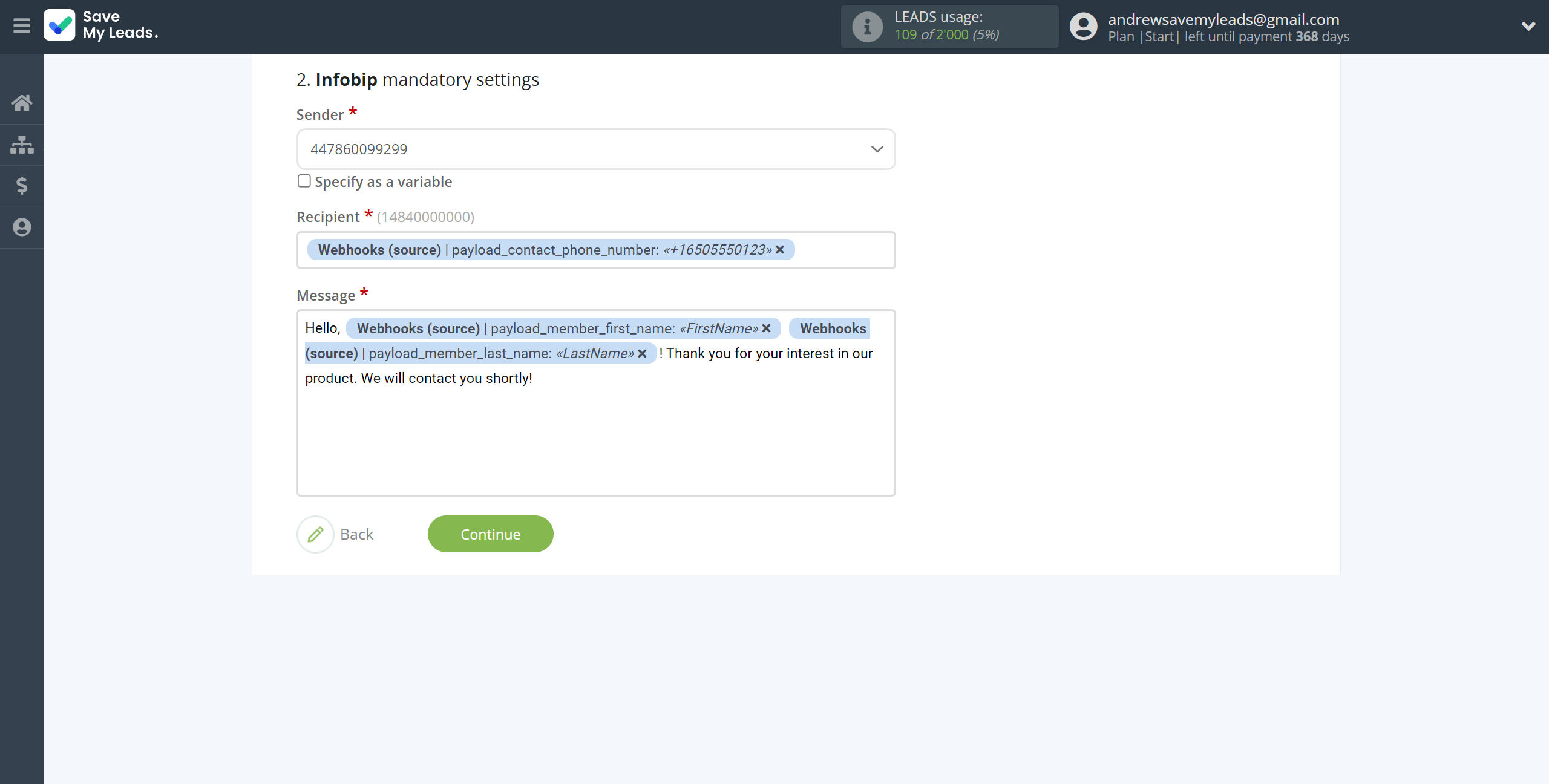 How to Connect Webhooks with Infobip | Assigning fields How to Connect Webhooks with Infobip | Assigning fields