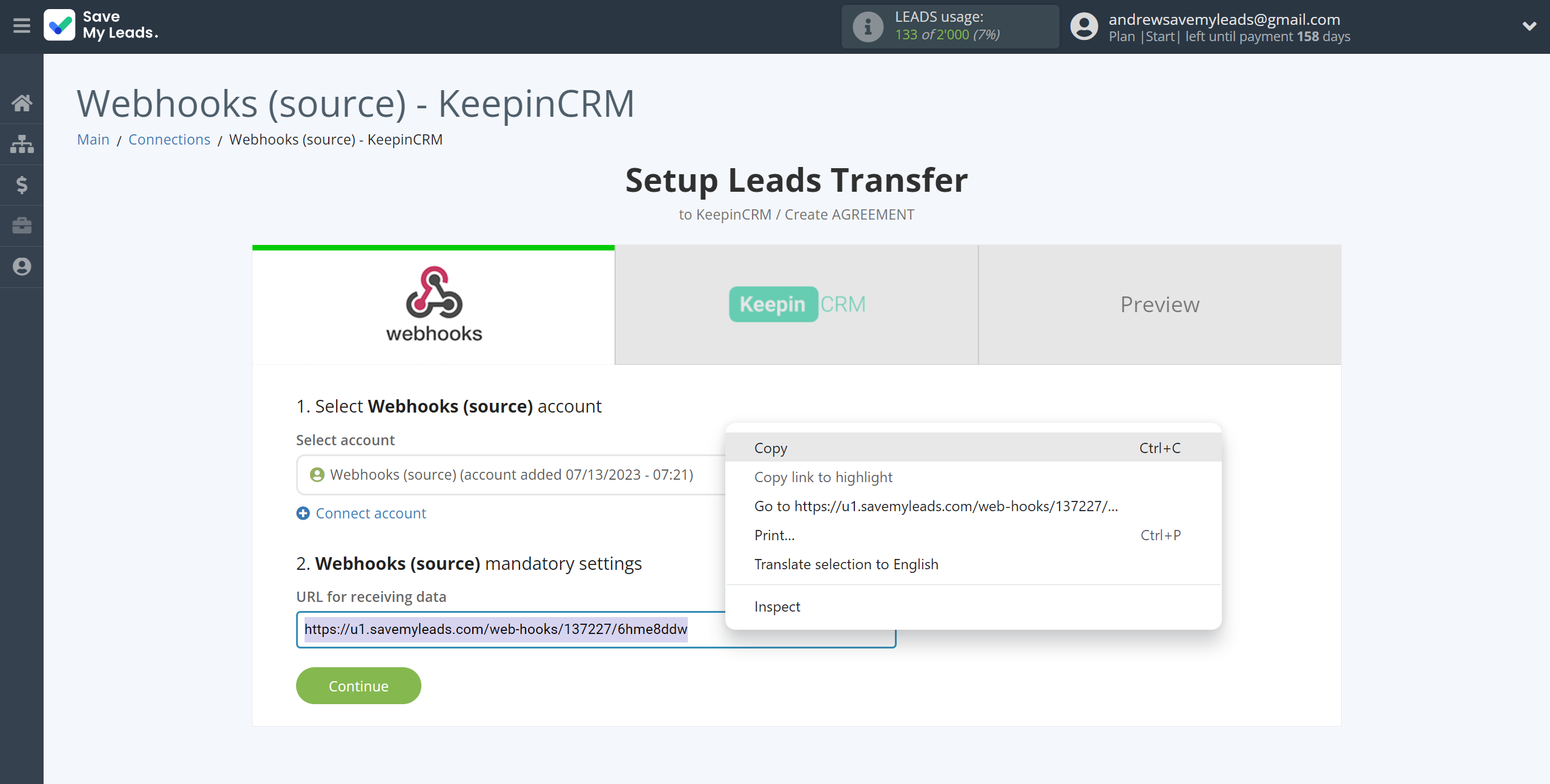 How to Connect Webhooks with KeepinCRM Create Agreement | Data Source account connection How to Connect Webhooks with KeepinCRM Create Agreement | Data Source account connection