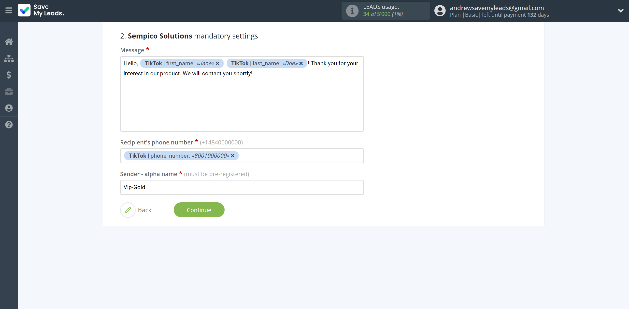 How to Connect TikTok with Sempico Solutions | Assigning fields How to Connect TikTok with Sempico Solutions | Assigning fields