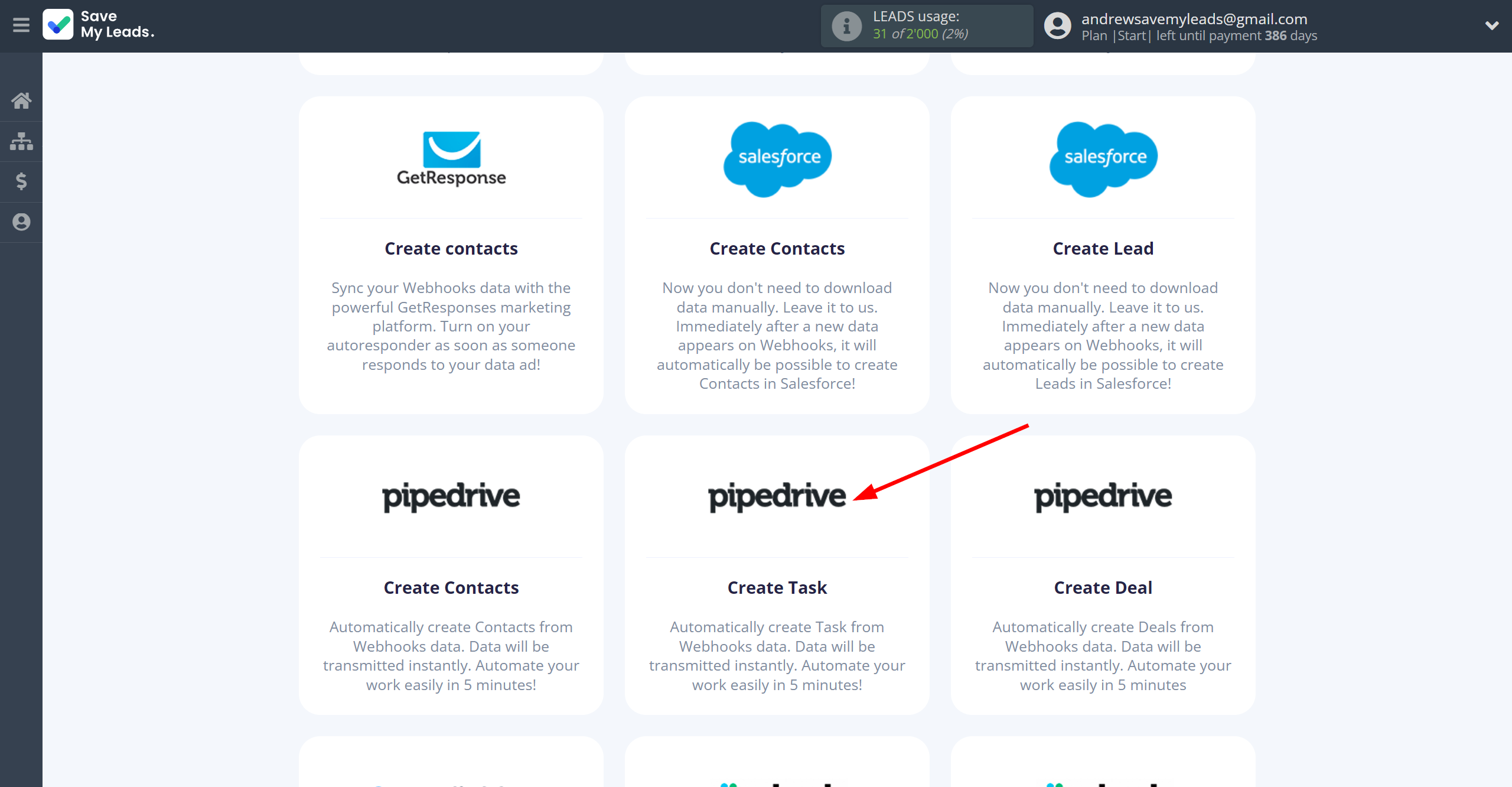 How to Connect Webhooks with Pipedrive Create Task | Data Destination system selection How to Connect Webhooks with Pipedrive Create Task | Data Destination system selection