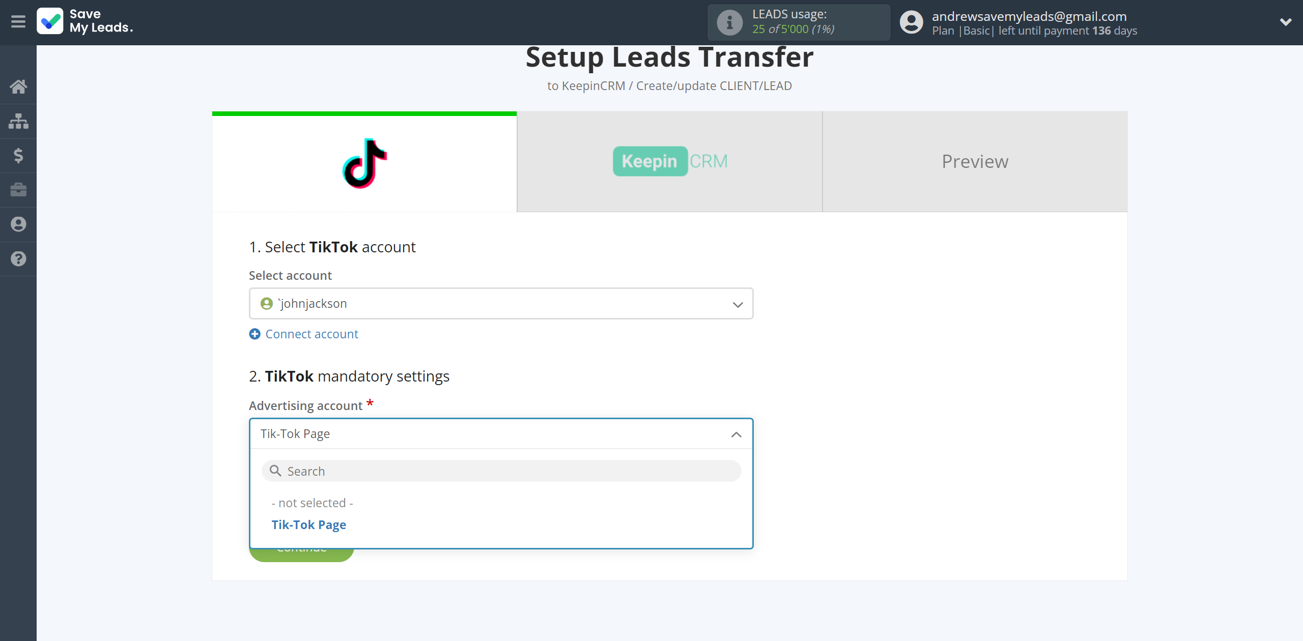 How to Connect TikTok with KeepinCRM Create/update Client/Lead | Data Source account connection How to Connect TikTok with KeepinCRM Create/update Client/Lead | Data Source account connection