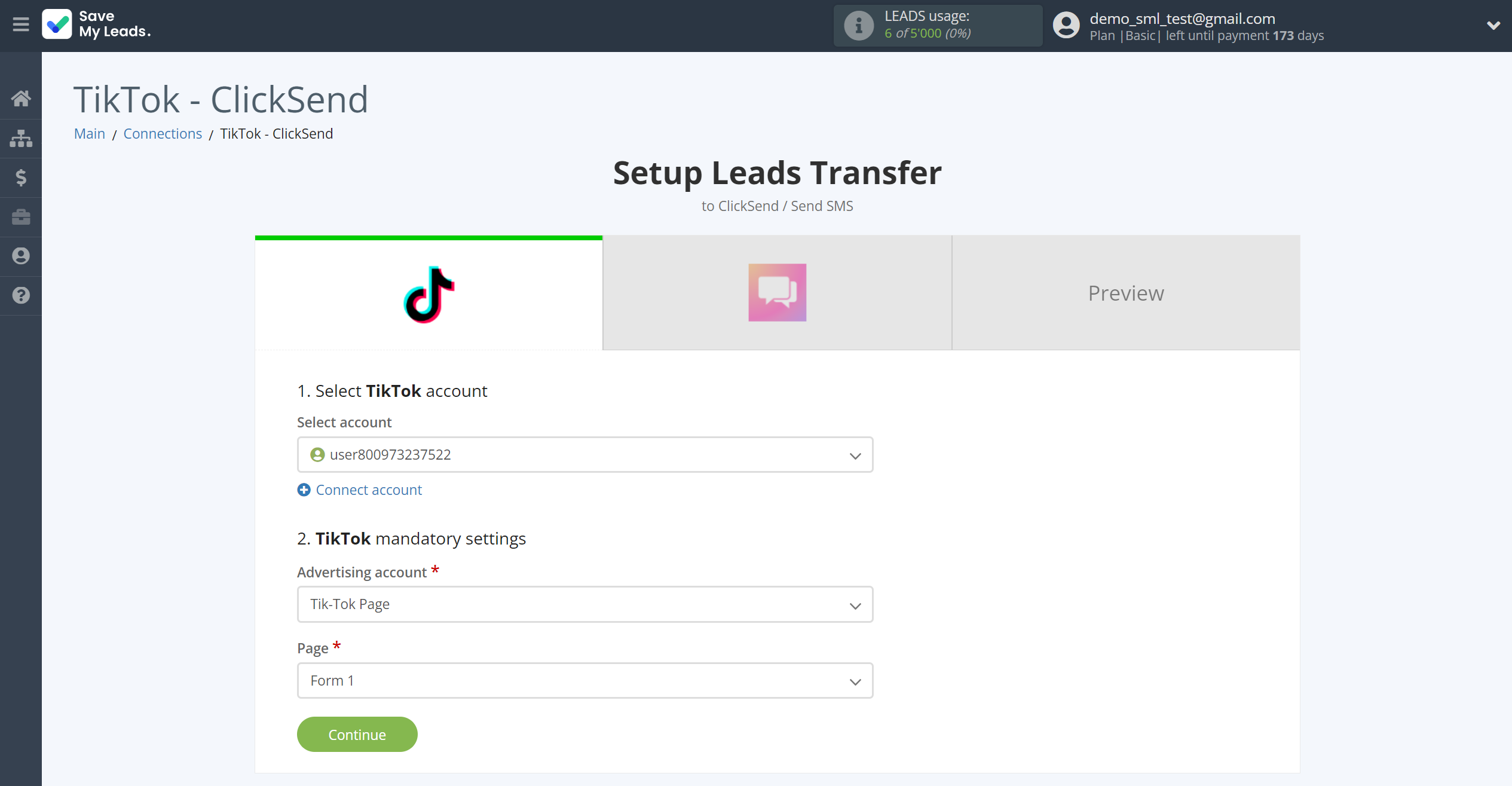 How to Connect TikTok with ClickSend Send SMS | Data Source account connection How to Connect TikTok with ClickSend Send SMS | Data Source account connection