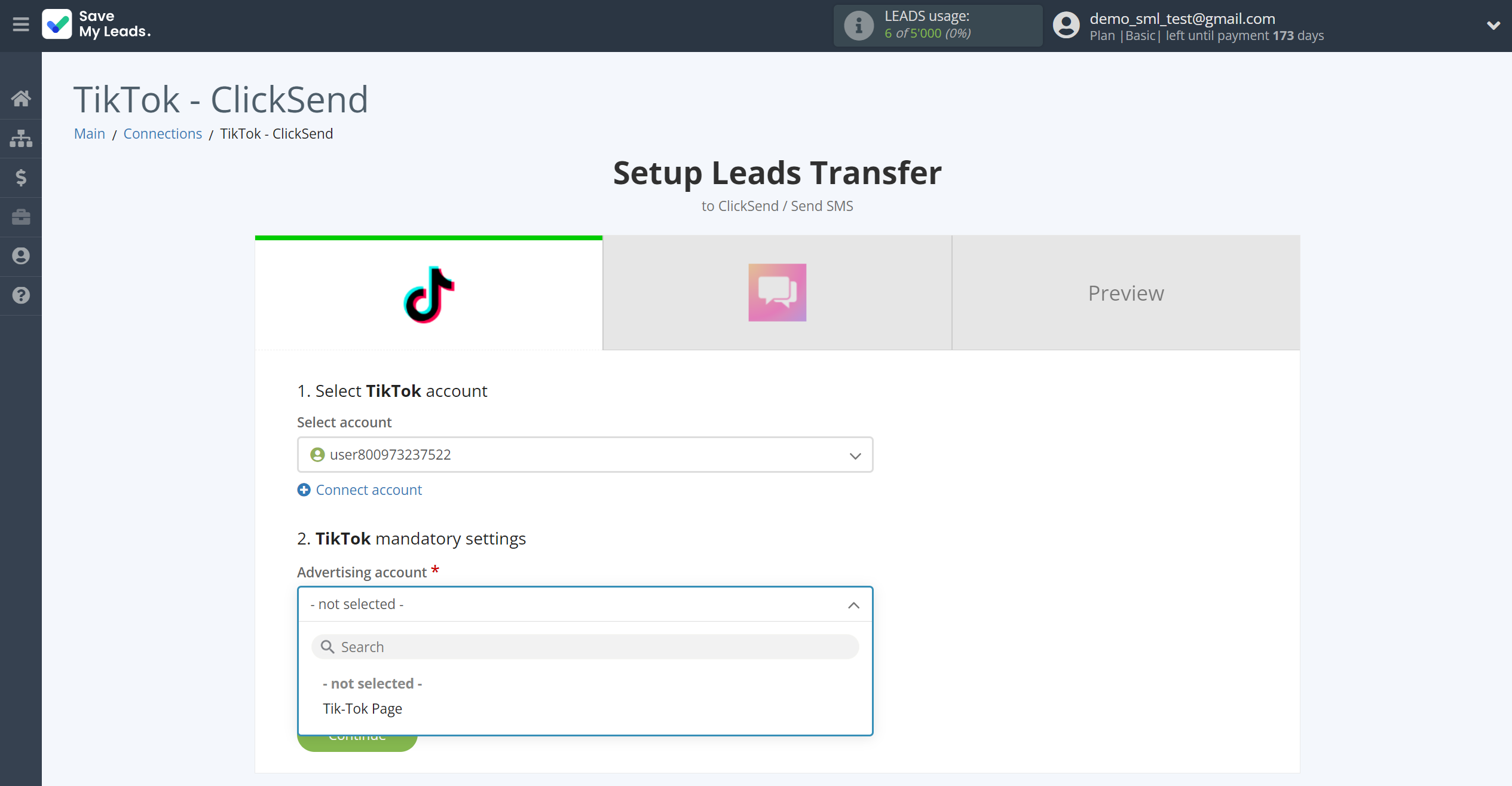 How to Connect TikTok with ClickSend Send SMS | Data Source account connection How to Connect TikTok with ClickSend Send SMS | Data Source account connection