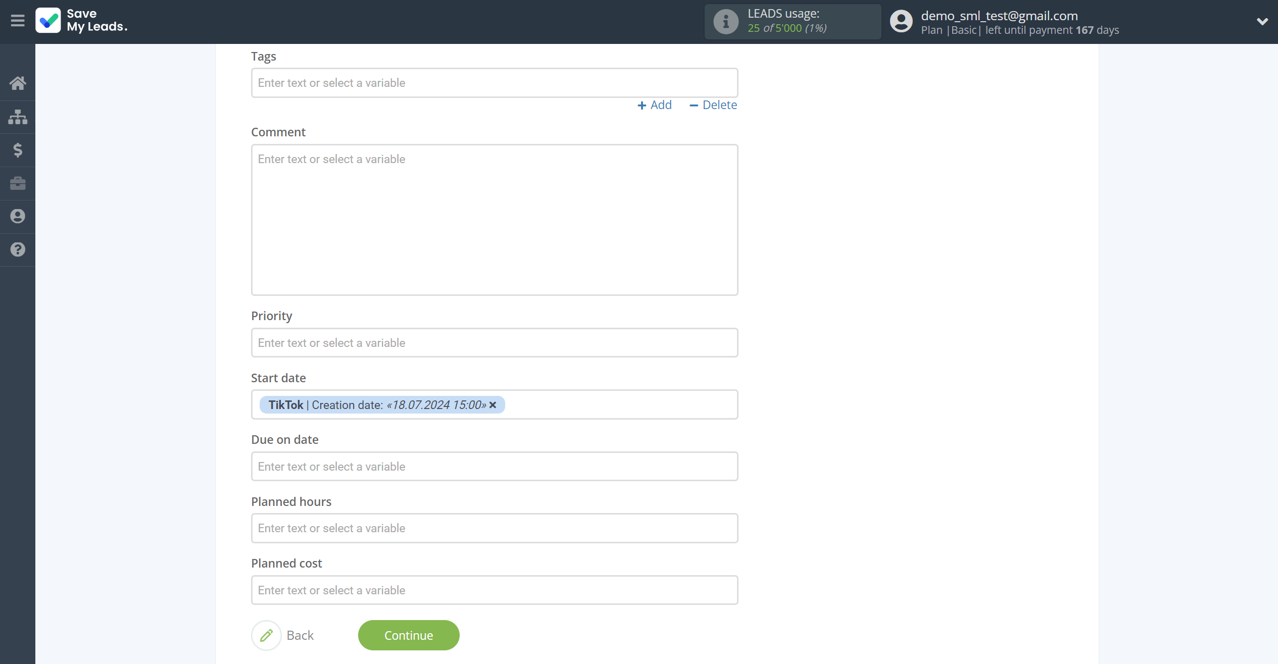 How to Connect TikTok with Worksection | Assigning fields How to Connect TikTok with Worksection | Assigning fields