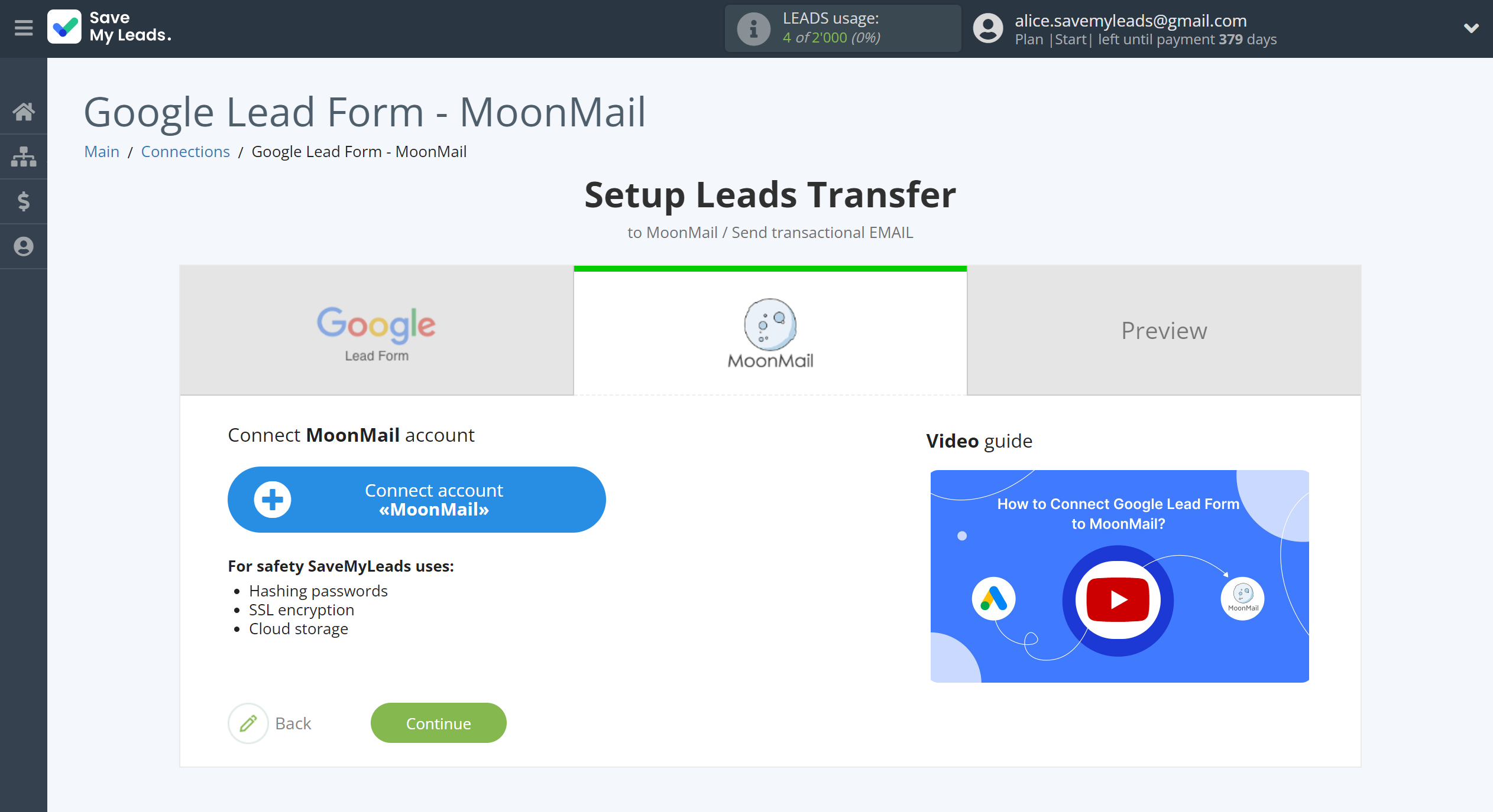 How to Connect Google Lead Form with MoonMail | Data Destination account connection How to Connect Google Lead Form with MoonMail | Data Destination account connection
