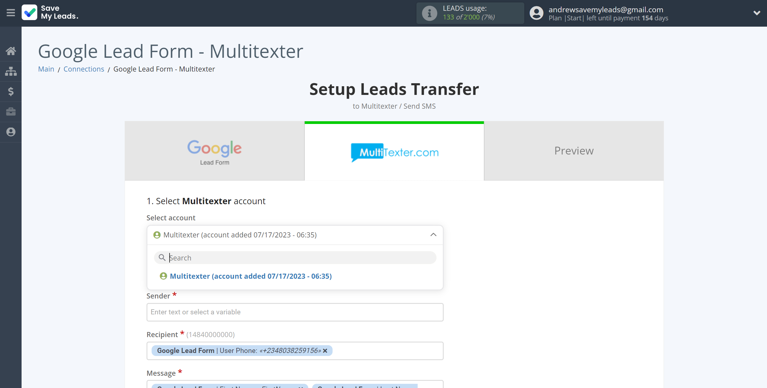 How to Connect Google Lead Form with Multitexter | Data Destination account selection How to Connect Google Lead Form with Multitexter | Data Destination account selection