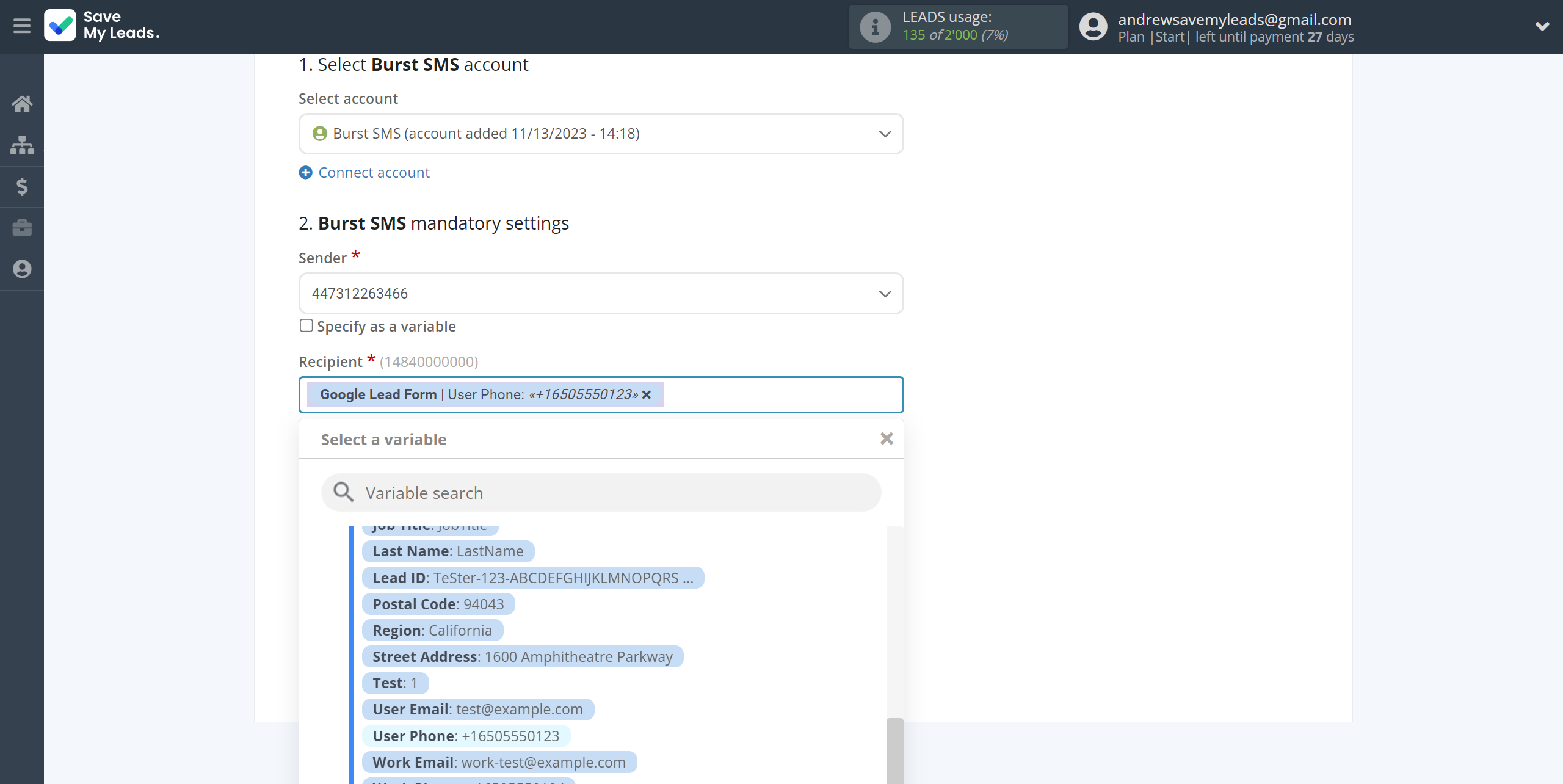 How to Connect Google Lead Form with Burst SMS | Assigning fields How to Connect Google Lead Form with Burst SMS | Assigning fields