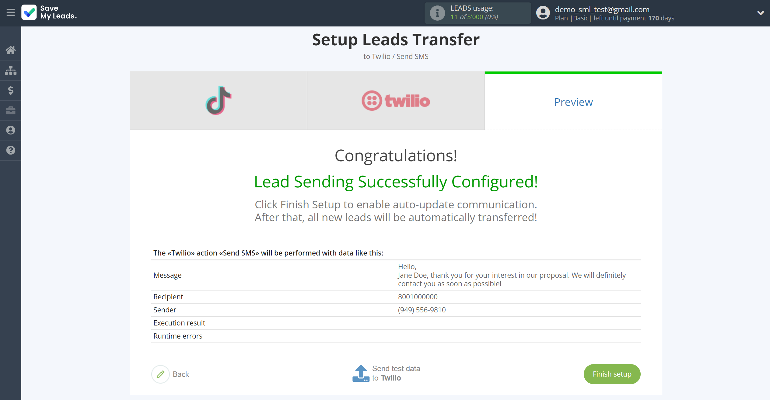 How to Connect TikTok with Twilio | Test data How to Connect TikTok with Twilio | Test data