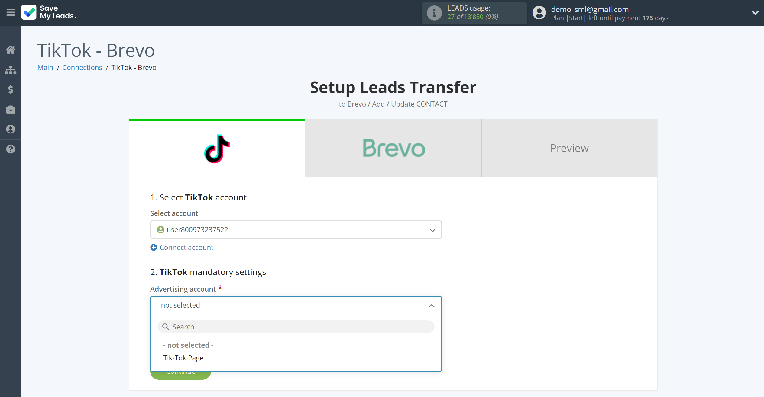 How to Connect TikTok with Brevo | Data Source account connection How to Connect TikTok with Brevo | Data Source account connection