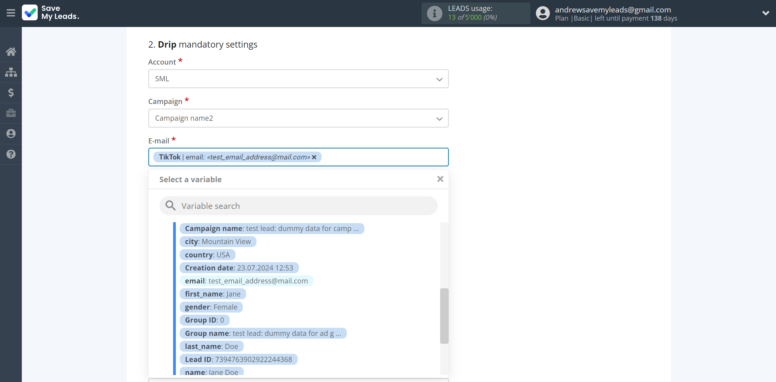 How to Connect TikTok with Drip Add Subscribers to campaign | Assigning fields How to Connect TikTok with Drip Add Subscribers to campaign | Assigning fields