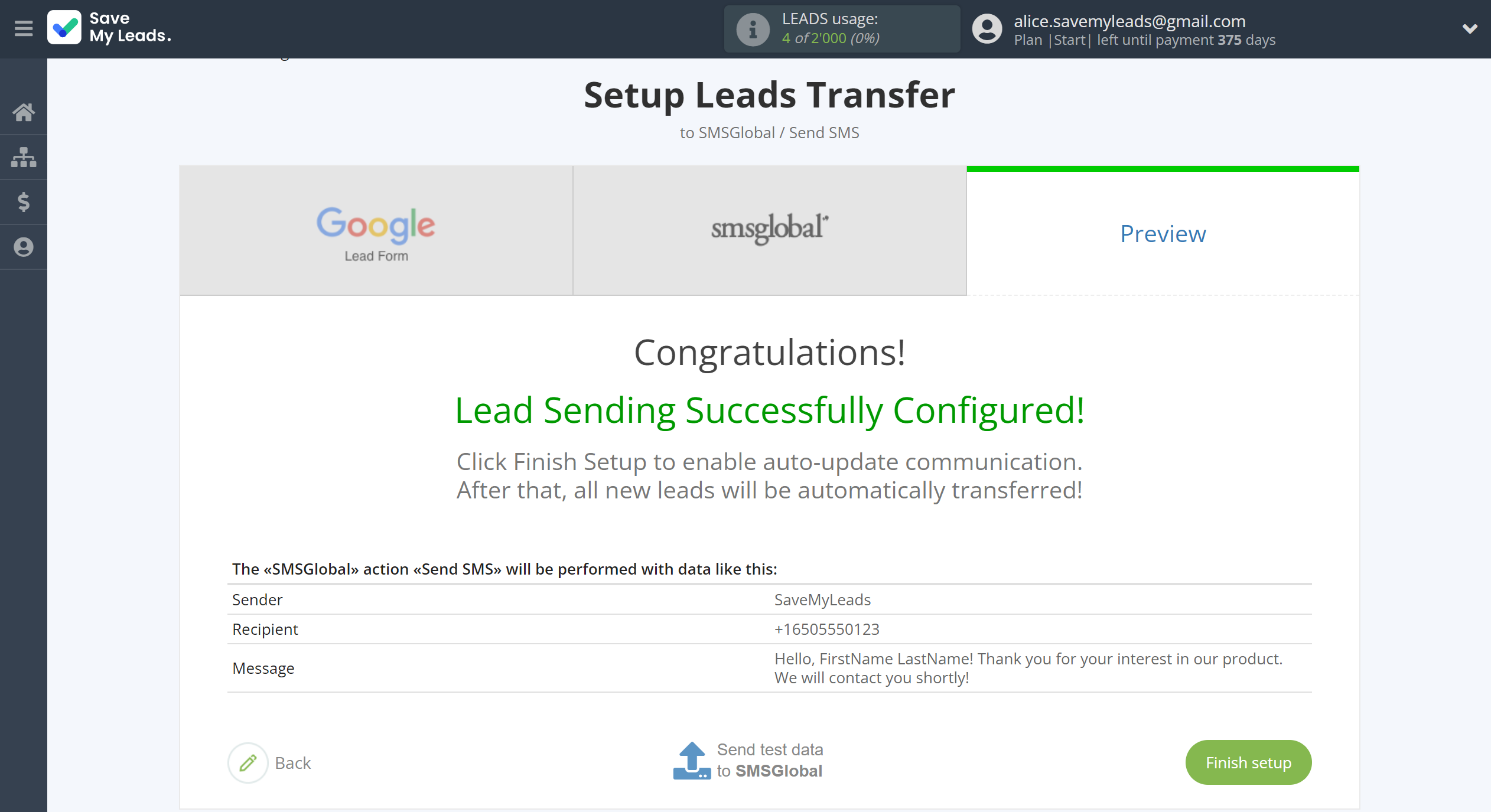 How to Connect Google Lead Form with SMSGlobal | Test data How to Connect Google Lead Form with SMSGlobal | Test data
