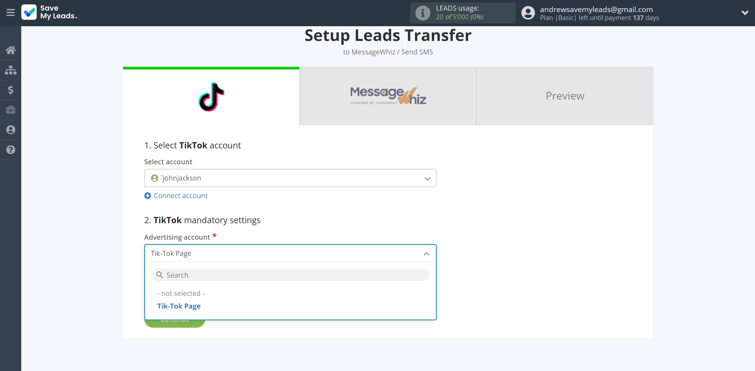 How to Connect TikTok with MessageWhiz | Data Source account connection How to Connect TikTok with MessageWhiz | Data Source account connection