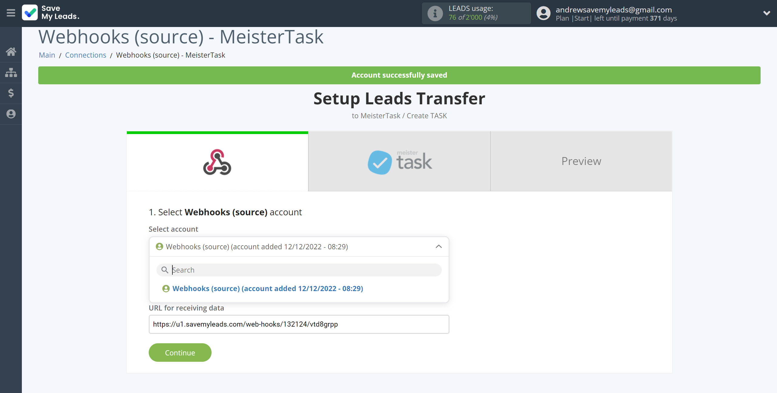 How to Connect Webhooks with MeisterTask | Data Source account connection How to Connect Webhooks with MeisterTask | Data Source account connection