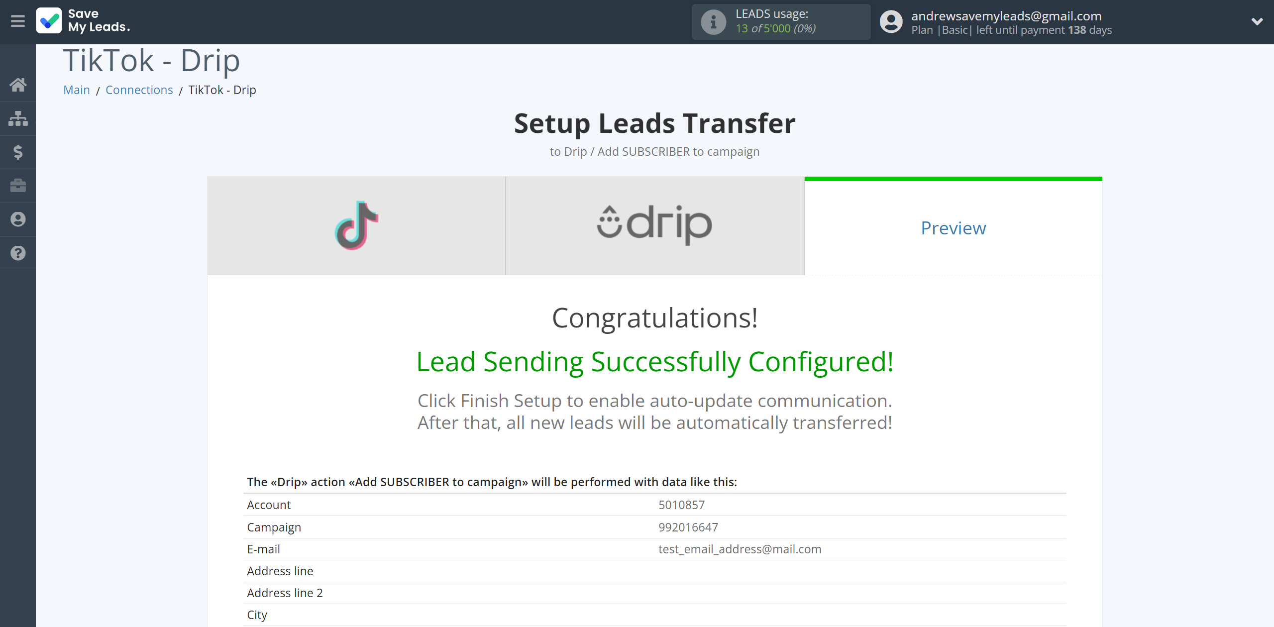 How to Connect TikTok with Drip Add Subscribers to campaign | Test data How to Connect TikTok with Drip Add Subscribers to campaign | Test data