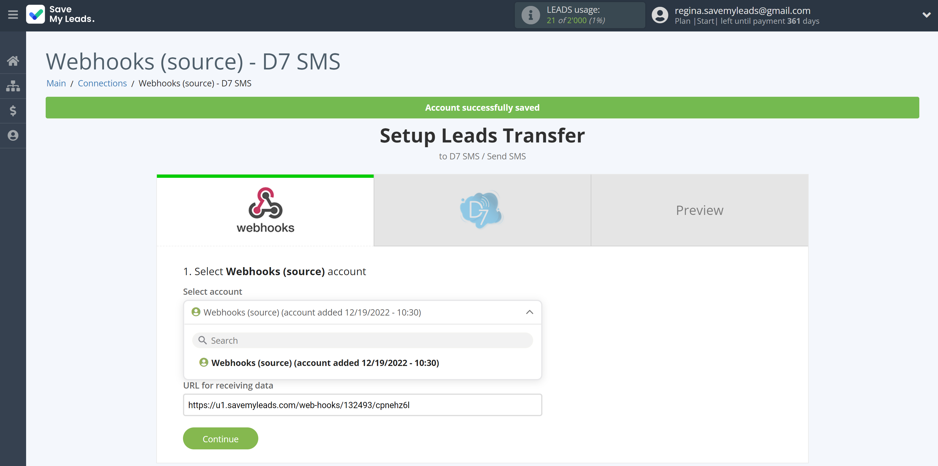 How to Connect Webhooks with D7 SMS | Data Source account selection How to Connect Webhooks with D7 SMS | Data Source account selection