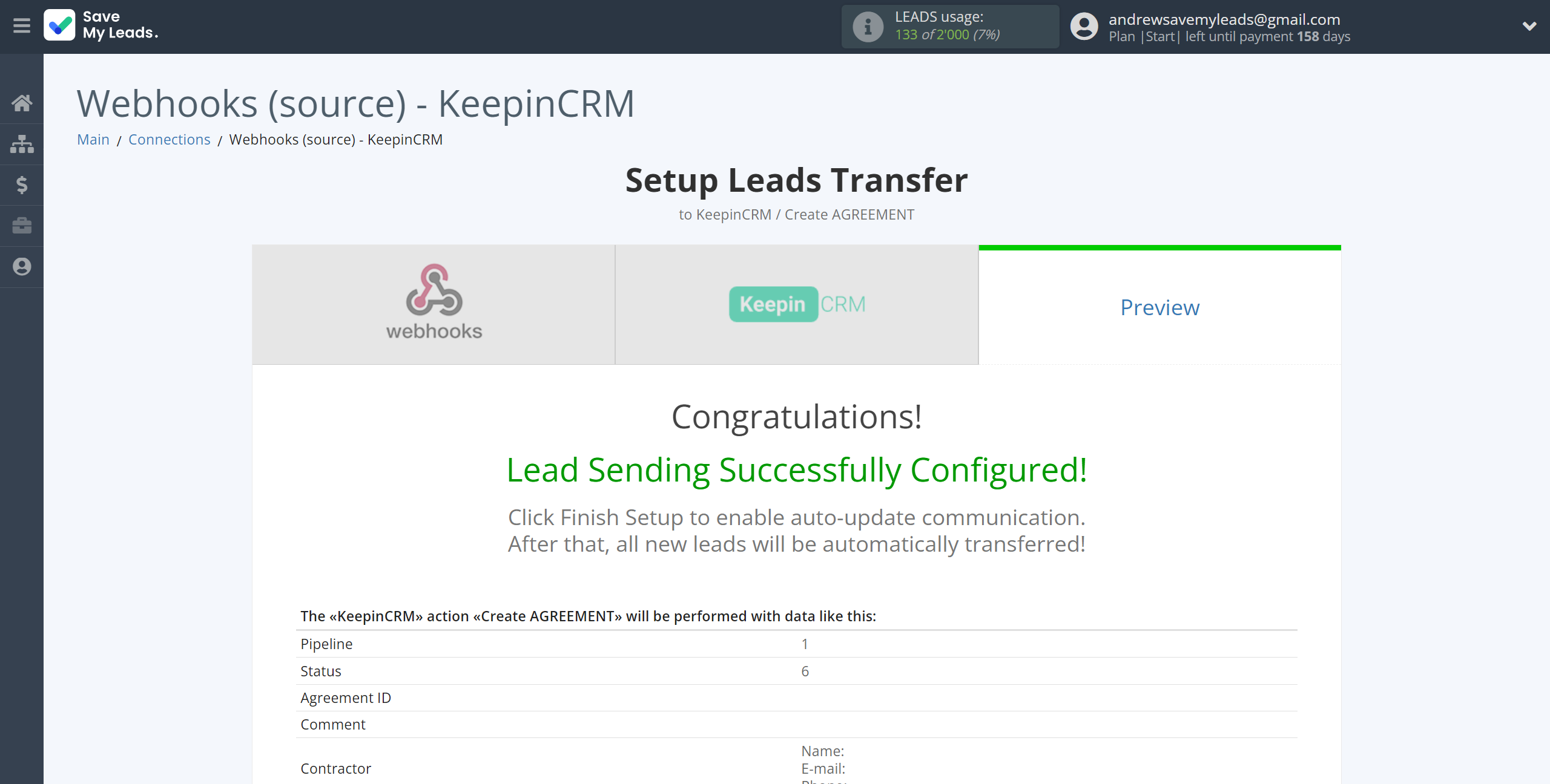 How to Connect Webhooks with KeepinCRM Create Agreement | Test data How to Connect Webhooks with KeepinCRM Create Agreement | Test data