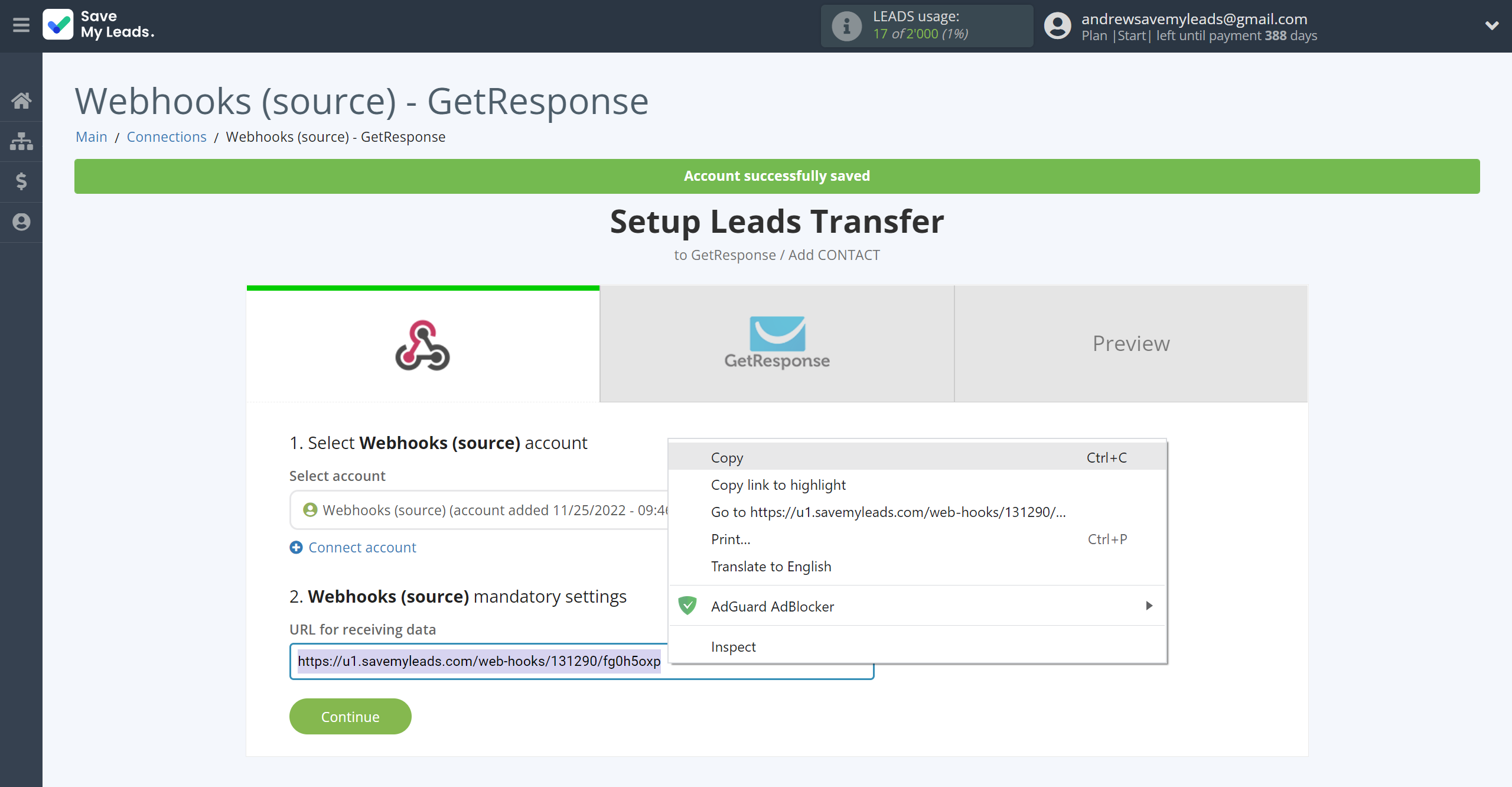 How to Connect Webhooks with GetResponse | Data Source account connection How to Connect Webhooks with GetResponse | Data Source account connection