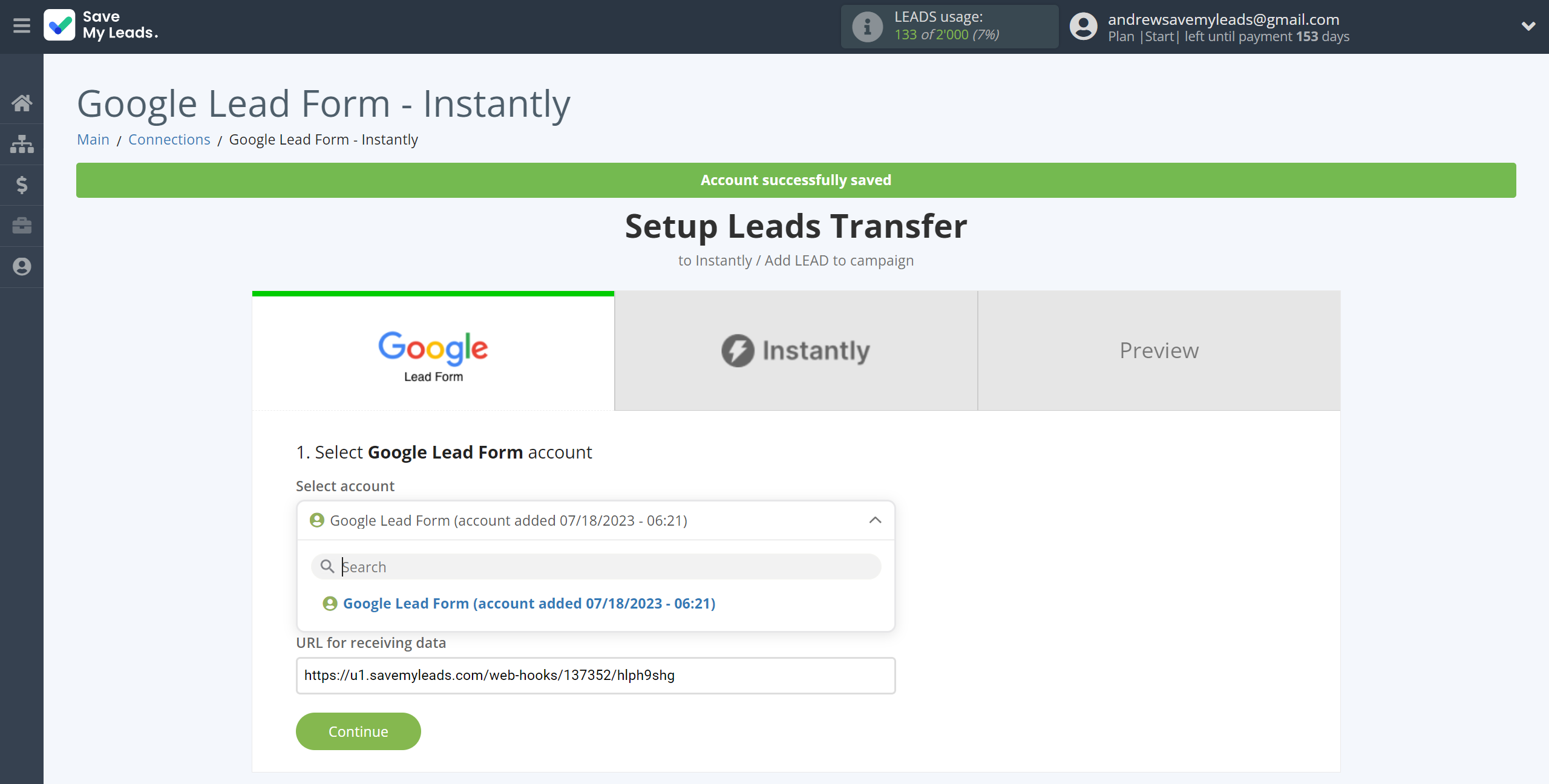 How to Connect Google Lead Form with Instantly Add lead to campaign | Data Source account selection How to Connect Google Lead Form with Instantly Add lead to campaign | Data Source account selection