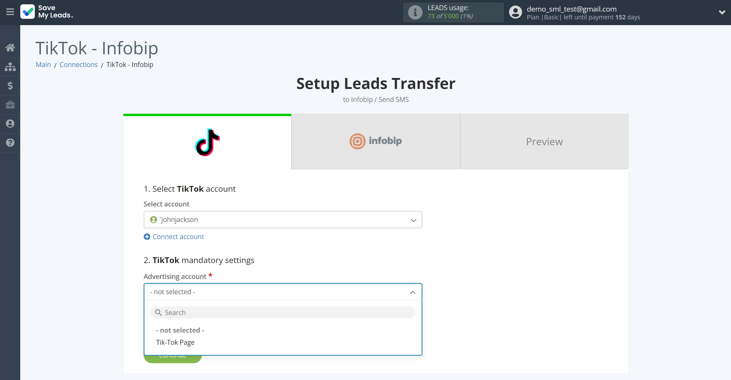 How to Connect TikTok with Infobip | Data Source account connection How to Connect TikTok with Infobip | Data Source account connection