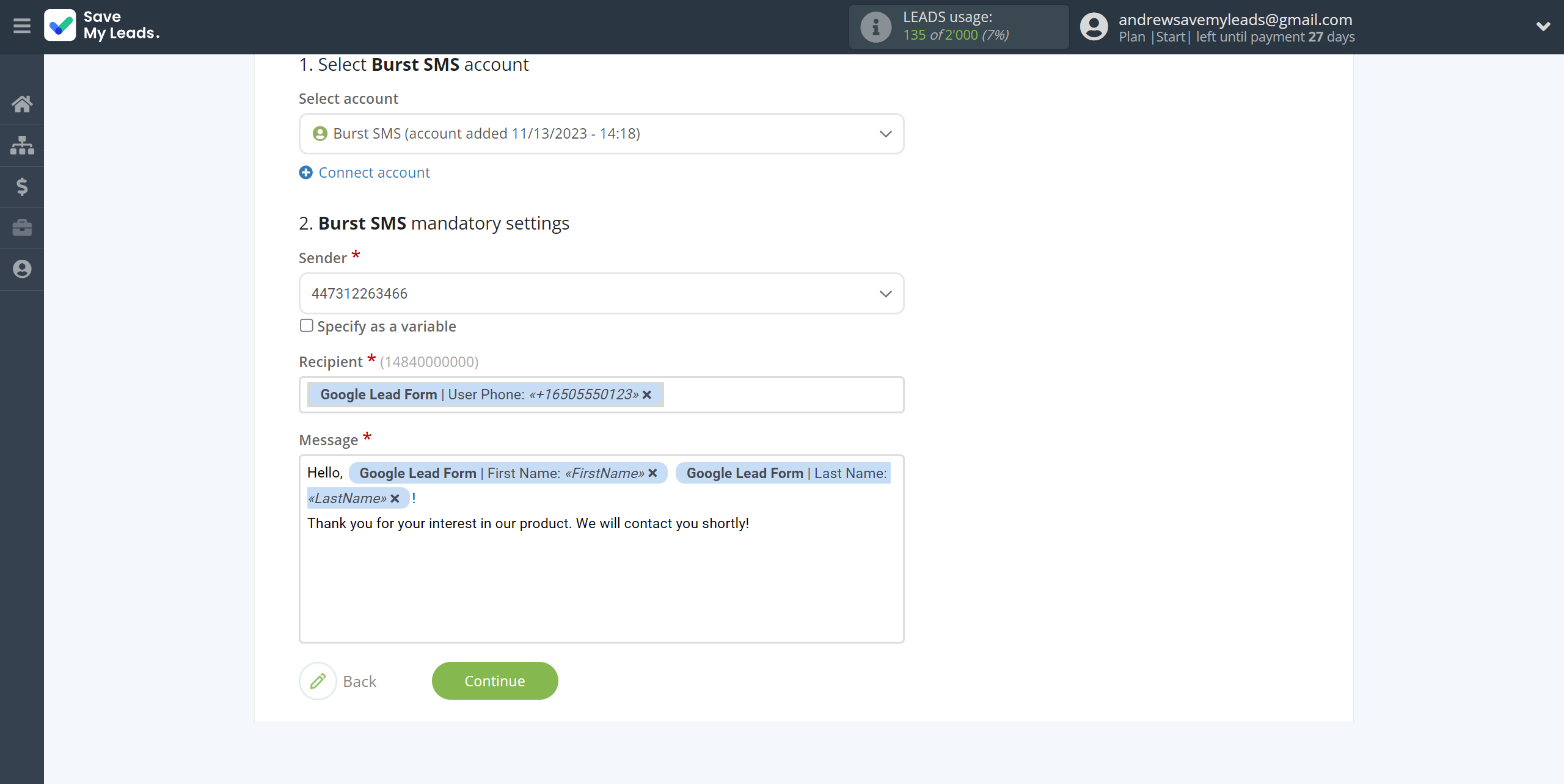 How to Connect Google Lead Form with Burst SMS | Assigning fields How to Connect Google Lead Form with Burst SMS | Assigning fields