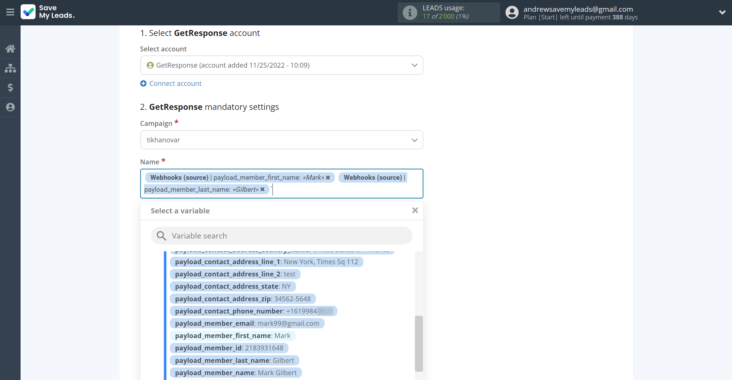 How to Connect Webhooks with GetResponse | Assigning fields How to Connect Webhooks with GetResponse | Assigning fields