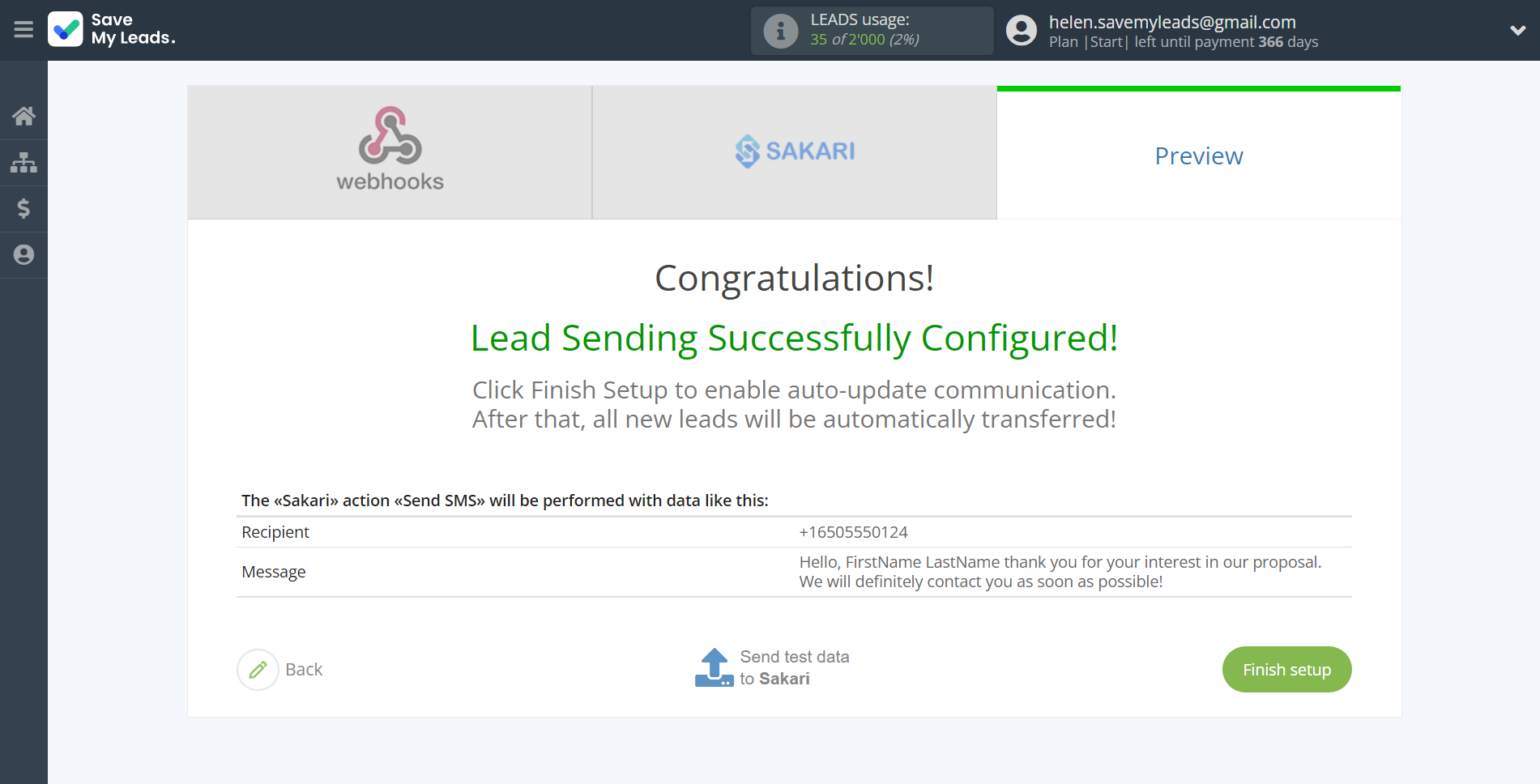 How to Connect Webhooks with Sakari | Test data How to Connect Webhooks with Sakari | Test data