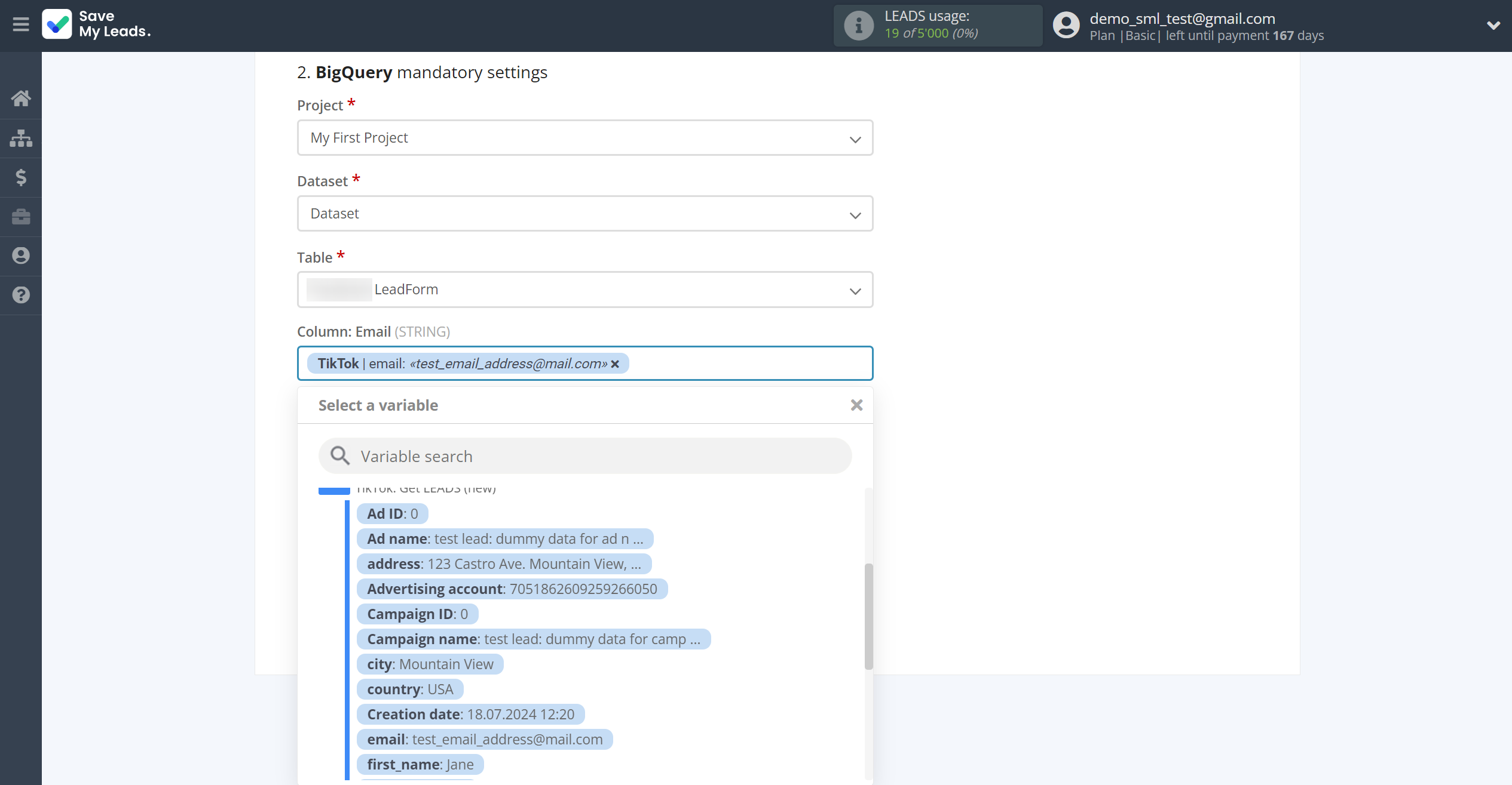 How to Connect TikTok with BigQuery | Assigning fields How to Connect TikTok with BigQuery | Assigning fields