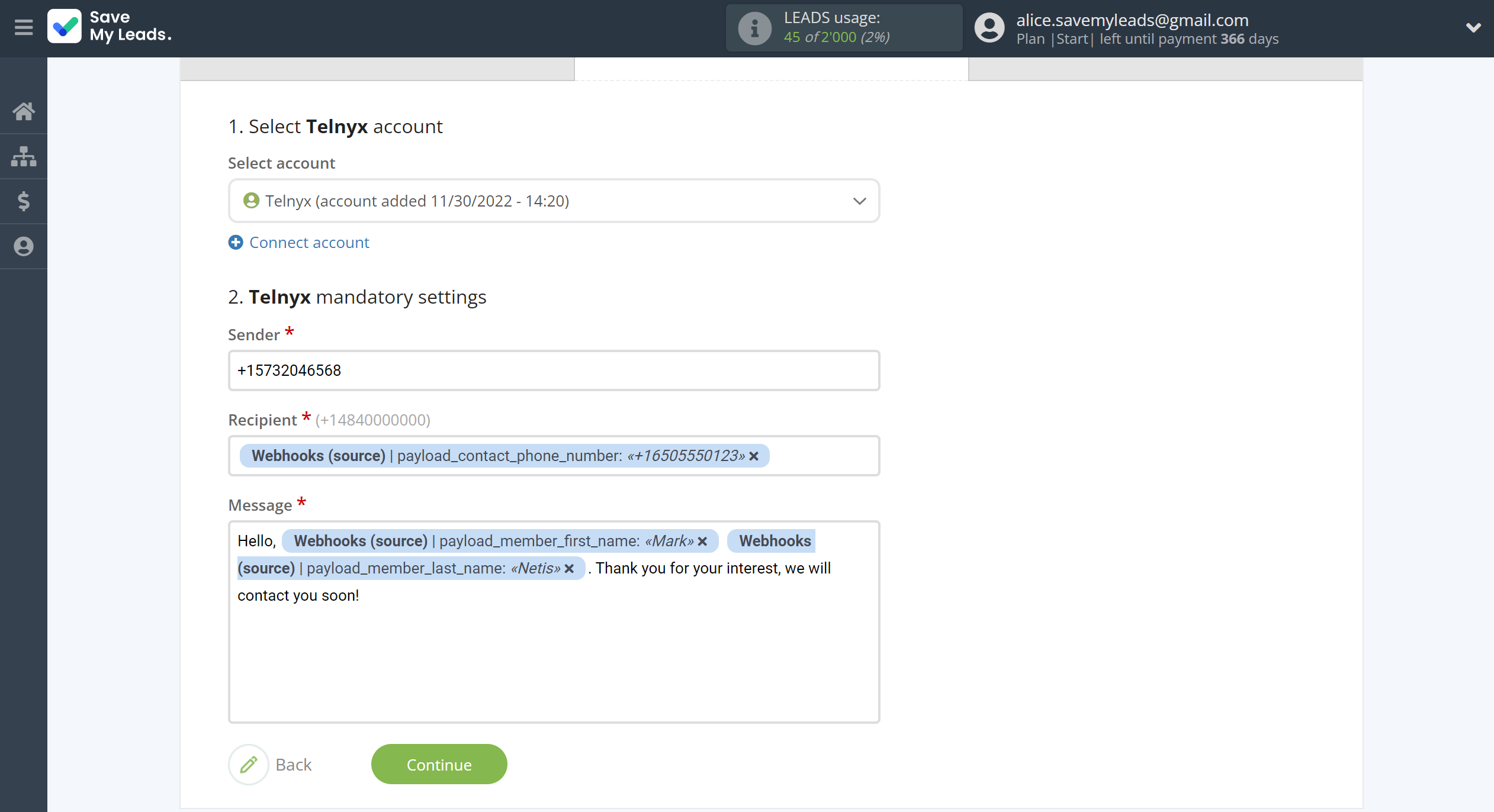 How to Connect Webhooks with Telnyx | Assigning fields How to Connect Webhooks with Telnyx | Assigning fields
