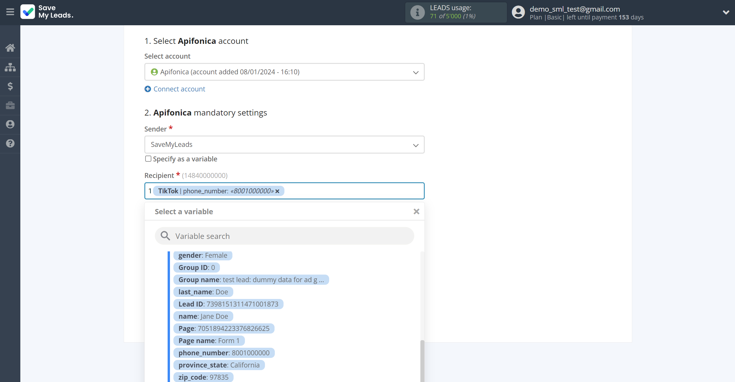 How to Connect TikTok with Apifonica | Assigning fields How to Connect TikTok with Apifonica | Assigning fields