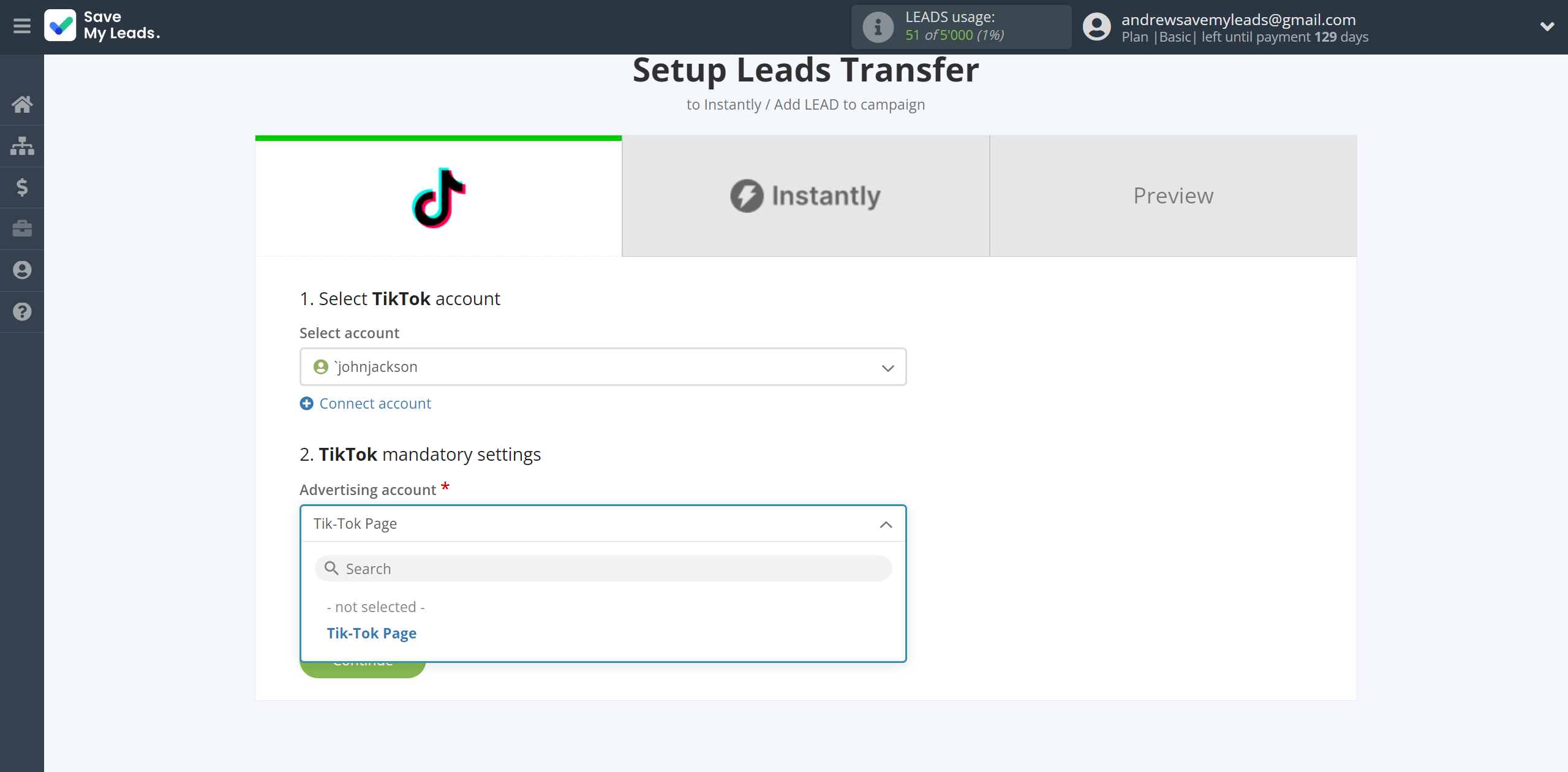 How to Connect TikTok with Instantly Add lead to campaign | Data Source account connection How to Connect TikTok with Instantly Add lead to campaign | Data Source account connection