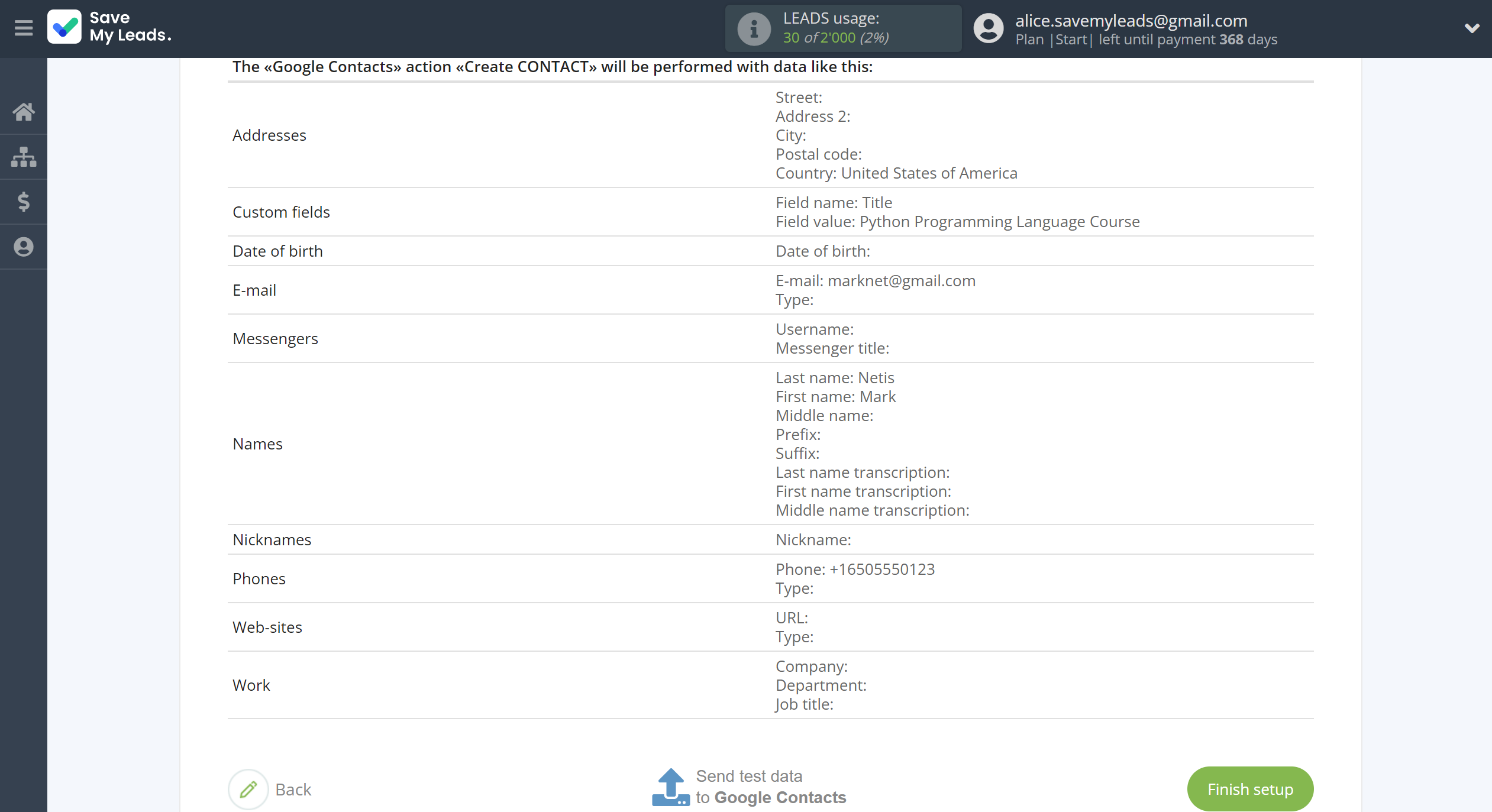 How to Connect Webhooks with Google Contacts | Test data How to Connect Webhooks with Google Contacts | Test data