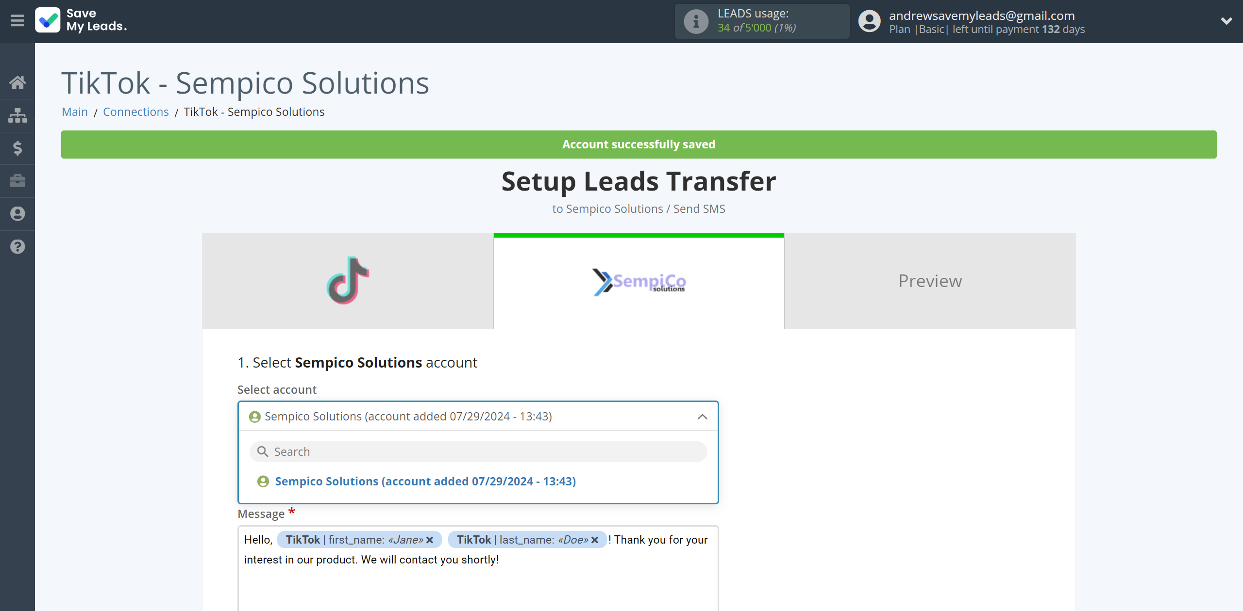 How to Connect TikTok with Sempico Solutions | Data Destination account selection How to Connect TikTok with Sempico Solutions | Data Destination account selection