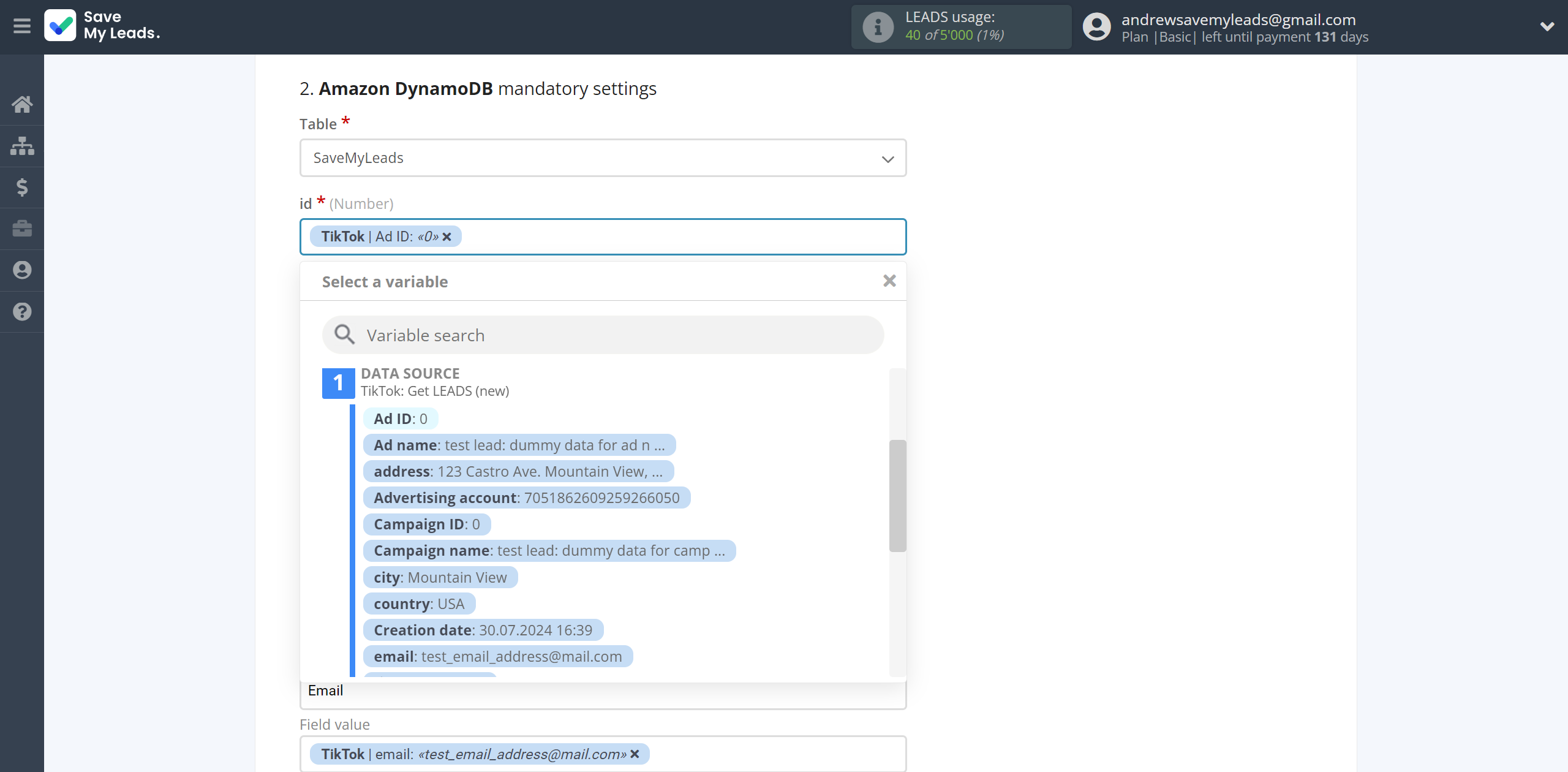 How to Connect TikTok with Amazon DynamoDB | Assigning fields How to Connect TikTok with Amazon DynamoDB | Assigning fields