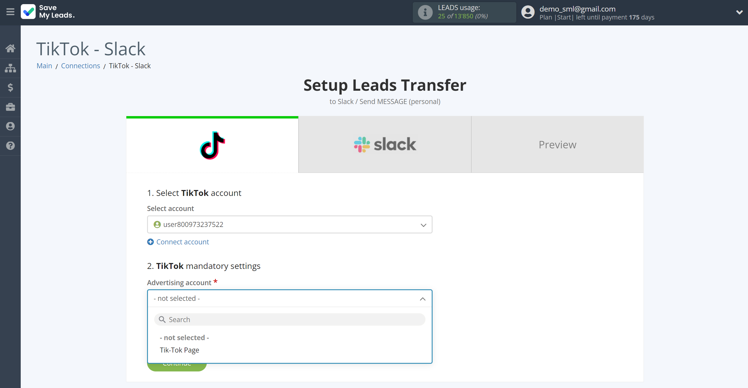 How to Connect TikTok with Slack Personal Notification | Data Source account connection How to Connect TikTok with Slack Personal Notification | Data Source account connection