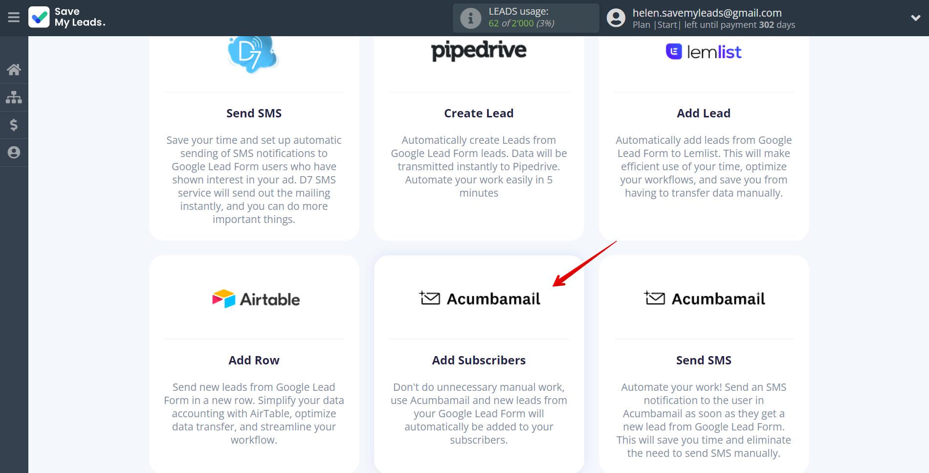 How to Connect Google Lead Form with Acumbamail Add Subscribers | Data Destination system selection How to Connect Google Lead Form with Acumbamail Add Subscribers | Data Destination system selection