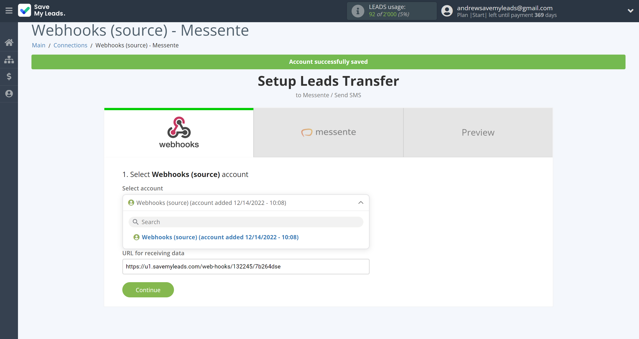 How to Connect Webhooks with Messente | Data Source account selection How to Connect Webhooks with Messente | Data Source account selection