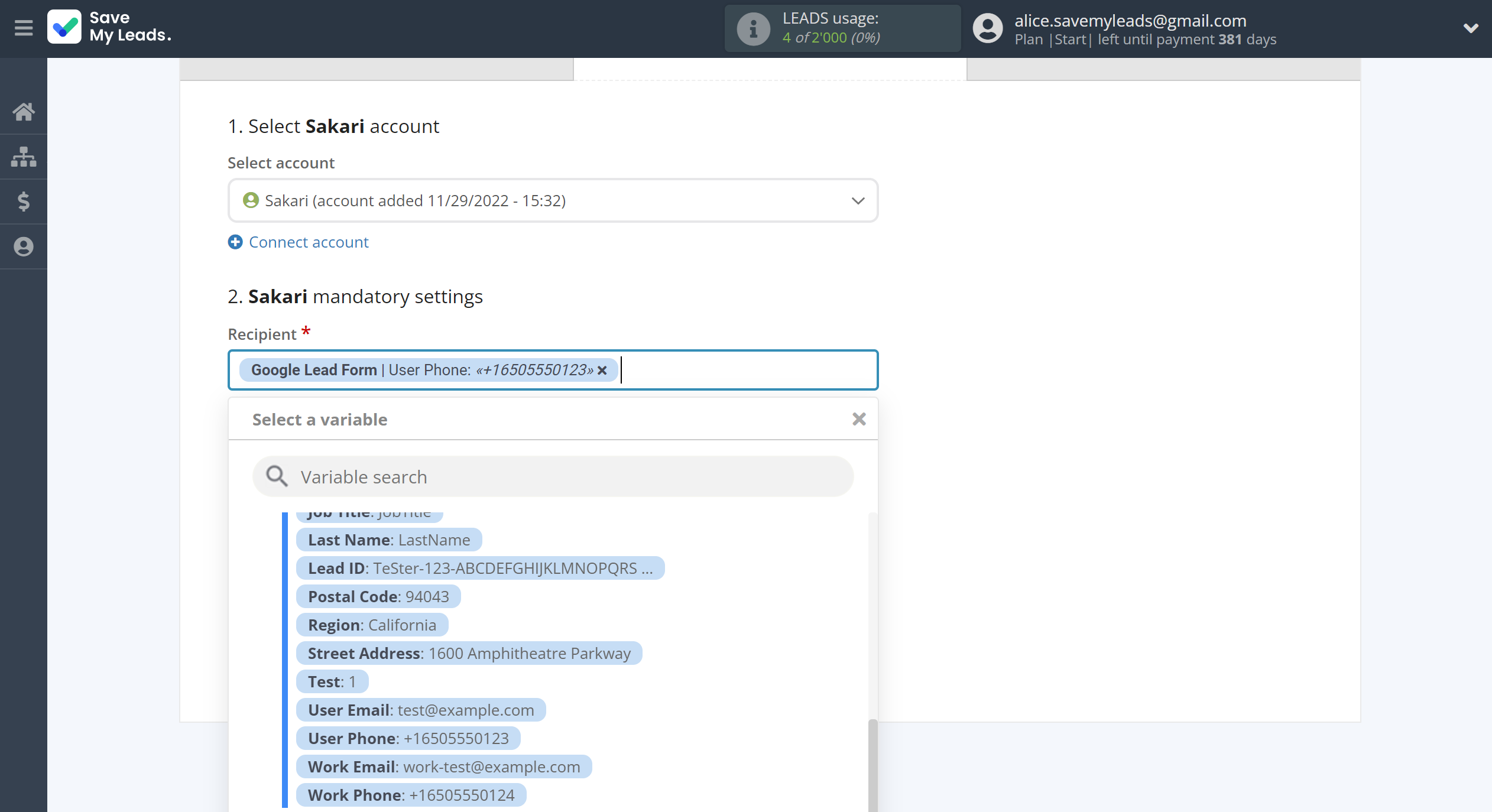 How to Connect Google Lead Form with Sakari | Assigning fields How to Connect Google Lead Form with Sakari | Assigning fields