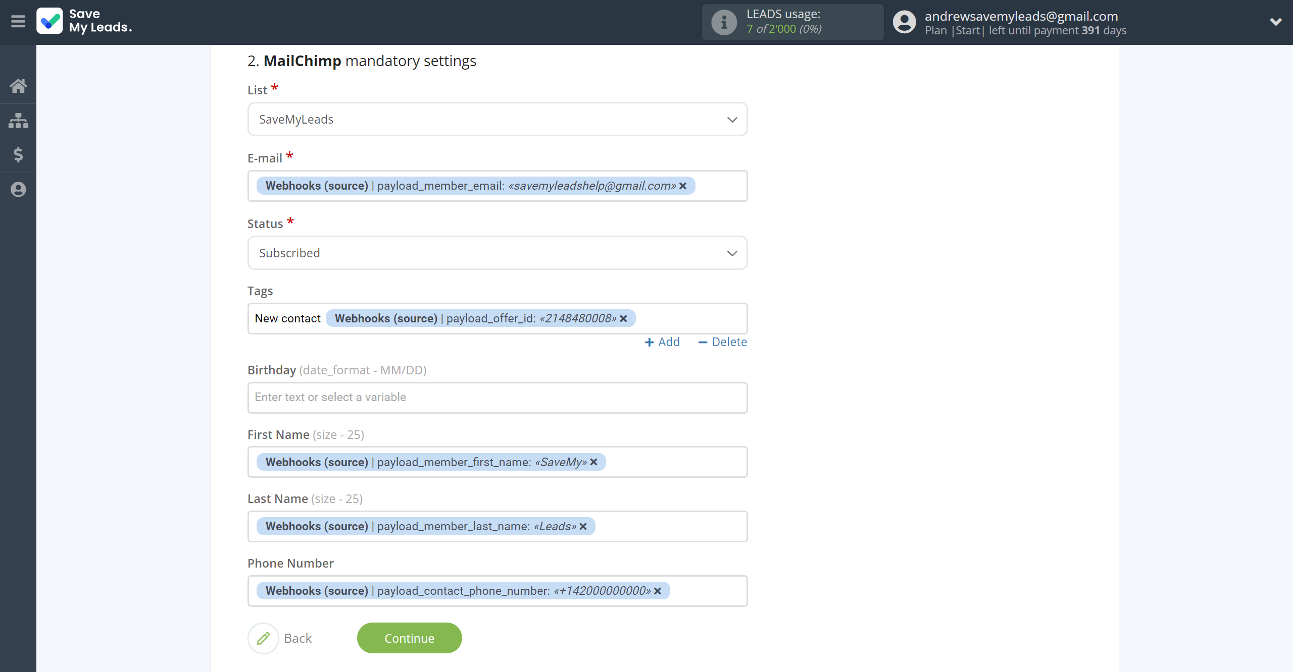 How to Connect Webhooks with MailChimp | Assigning fields How to Connect Webhooks with MailChimp | Assigning fields