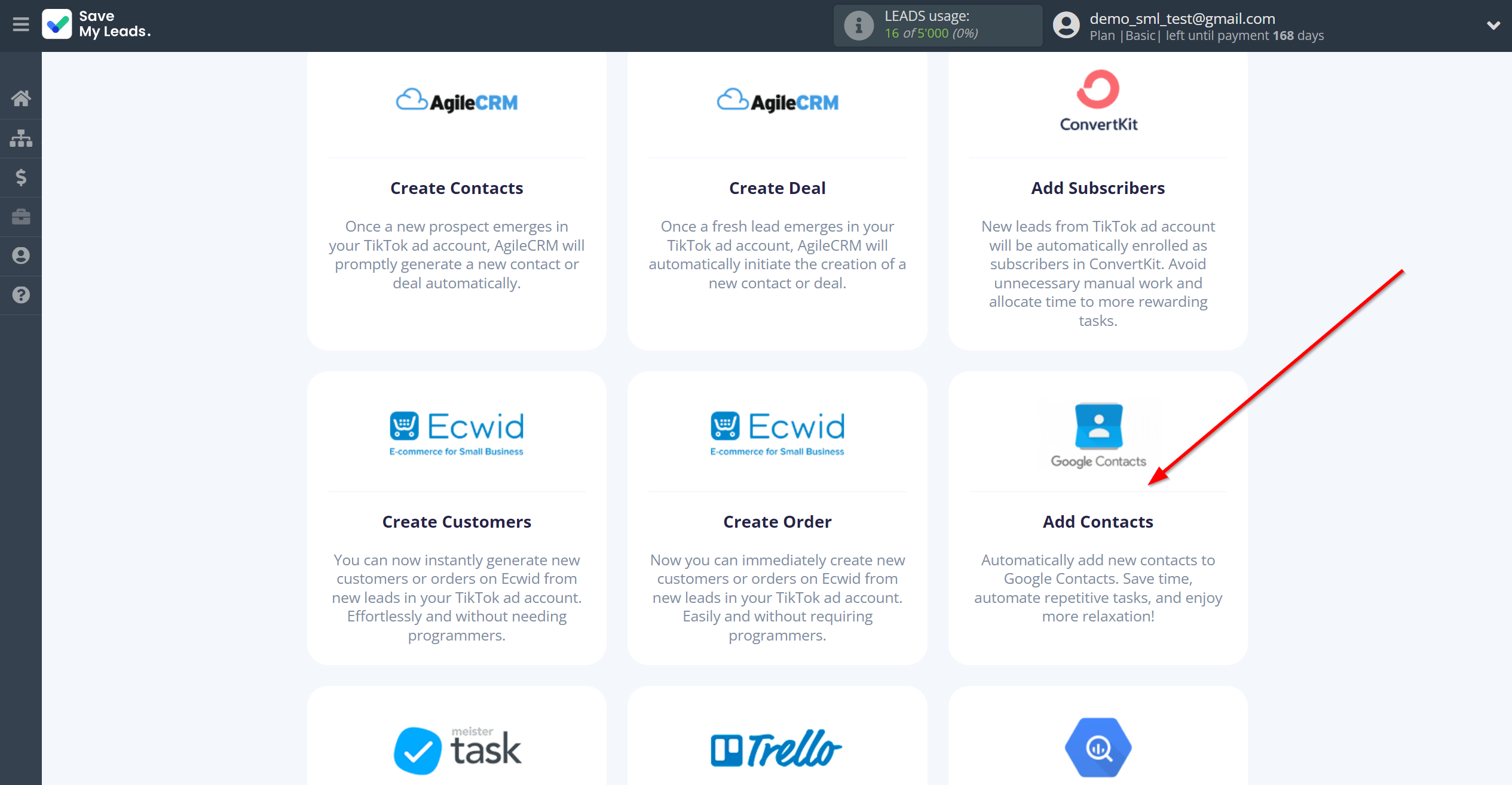 How to Connect TikTok with Google Contacts | Data Destination system selection How to Connect TikTok with Google Contacts | Data Destination system selection