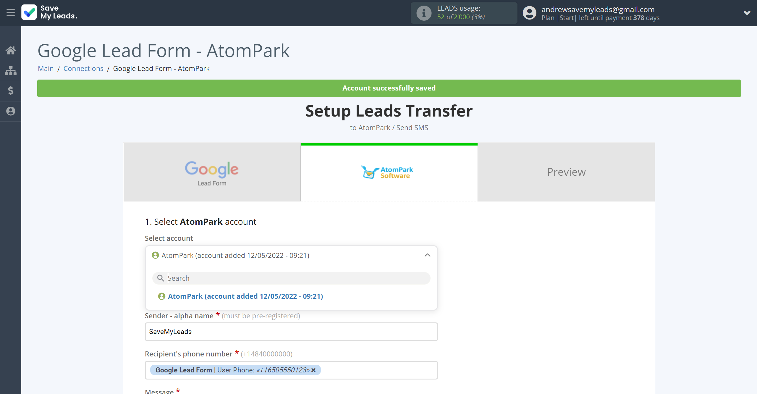 How to Connect Google Lead Form with AtomPark | Data Destination account selection How to Connect Google Lead Form with AtomPark | Data Destination account selection
