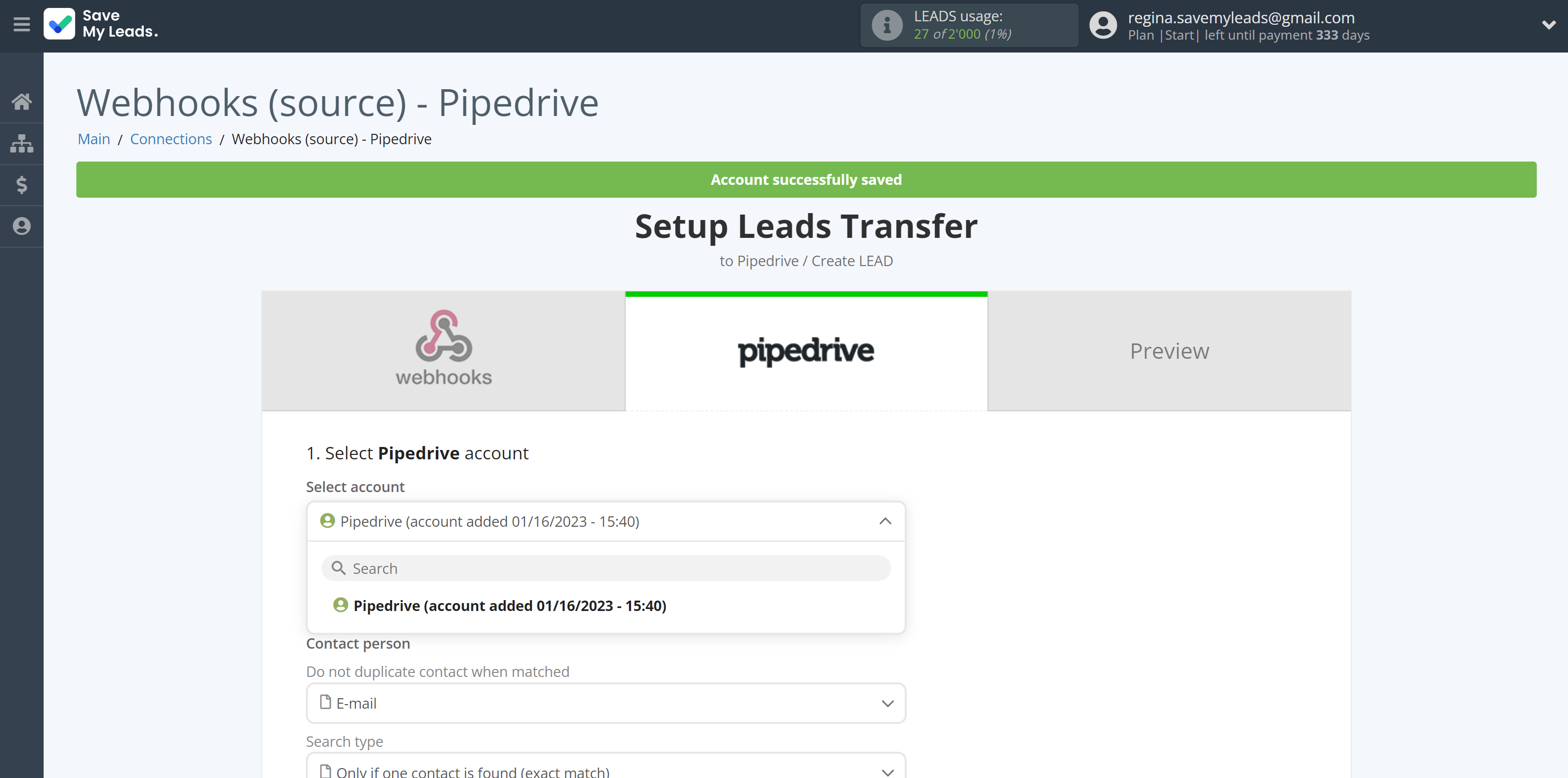 How to Connect Webhooks with Pipedrive Create Lead | Data Destination account selection How to Connect Webhooks with Pipedrive Create Lead | Data Destination account selection