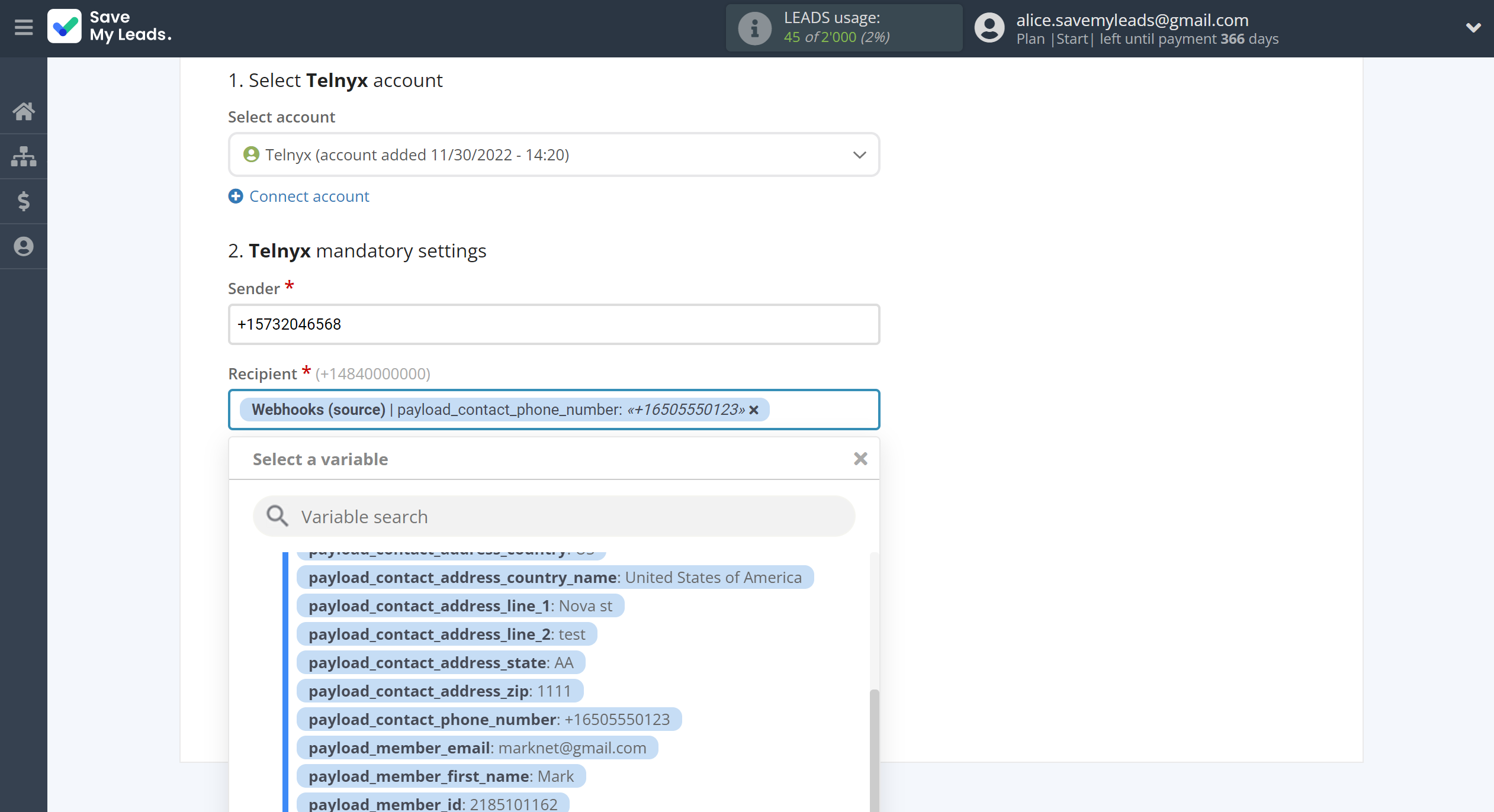 How to Connect Webhooks with Telnyx | Assigning fields How to Connect Webhooks with Telnyx | Assigning fields
