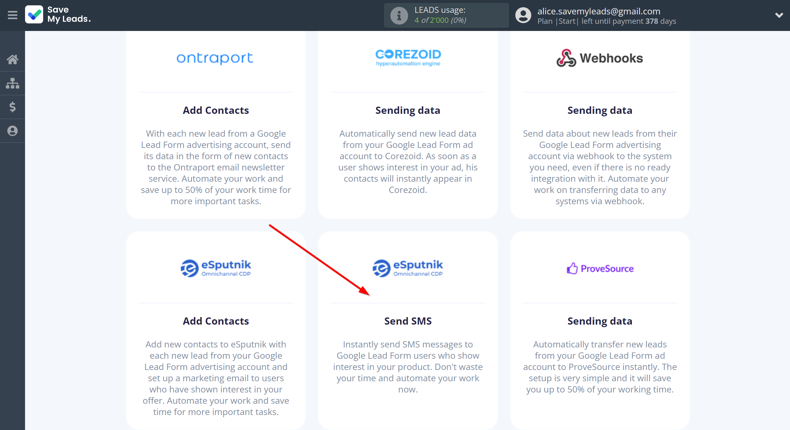 How to Connect Google Lead Form with eSputnik Send SMS| Data Destination system selection How to Connect Google Lead Form with eSputnik Send SMS| Data Destination system selection
